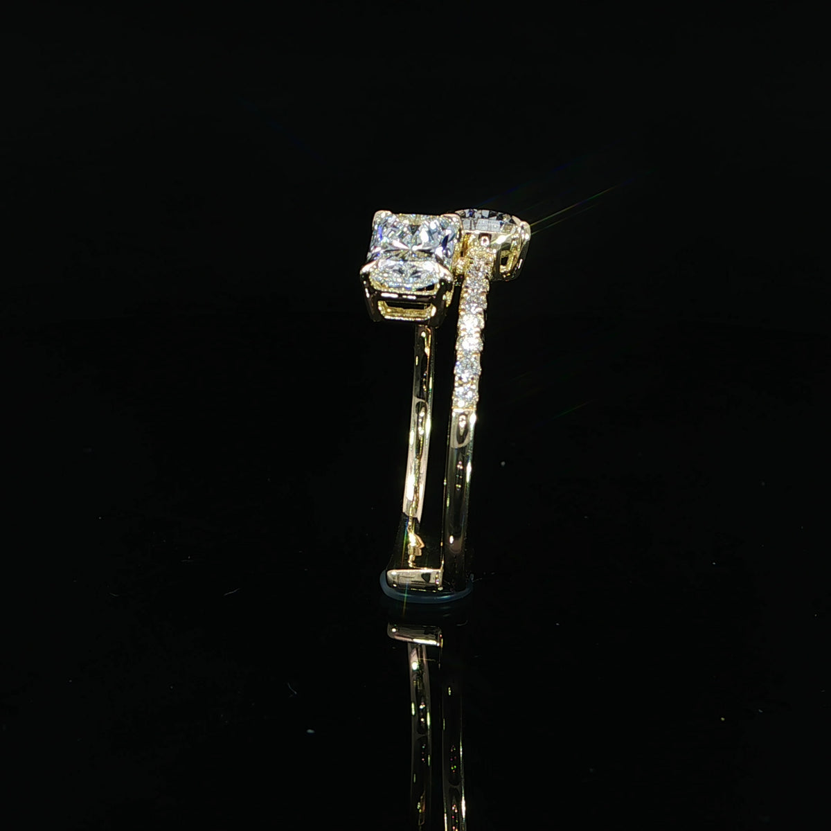 14K Gold Radiant and Pear Toi et Moi Ring – 1.52 CTW