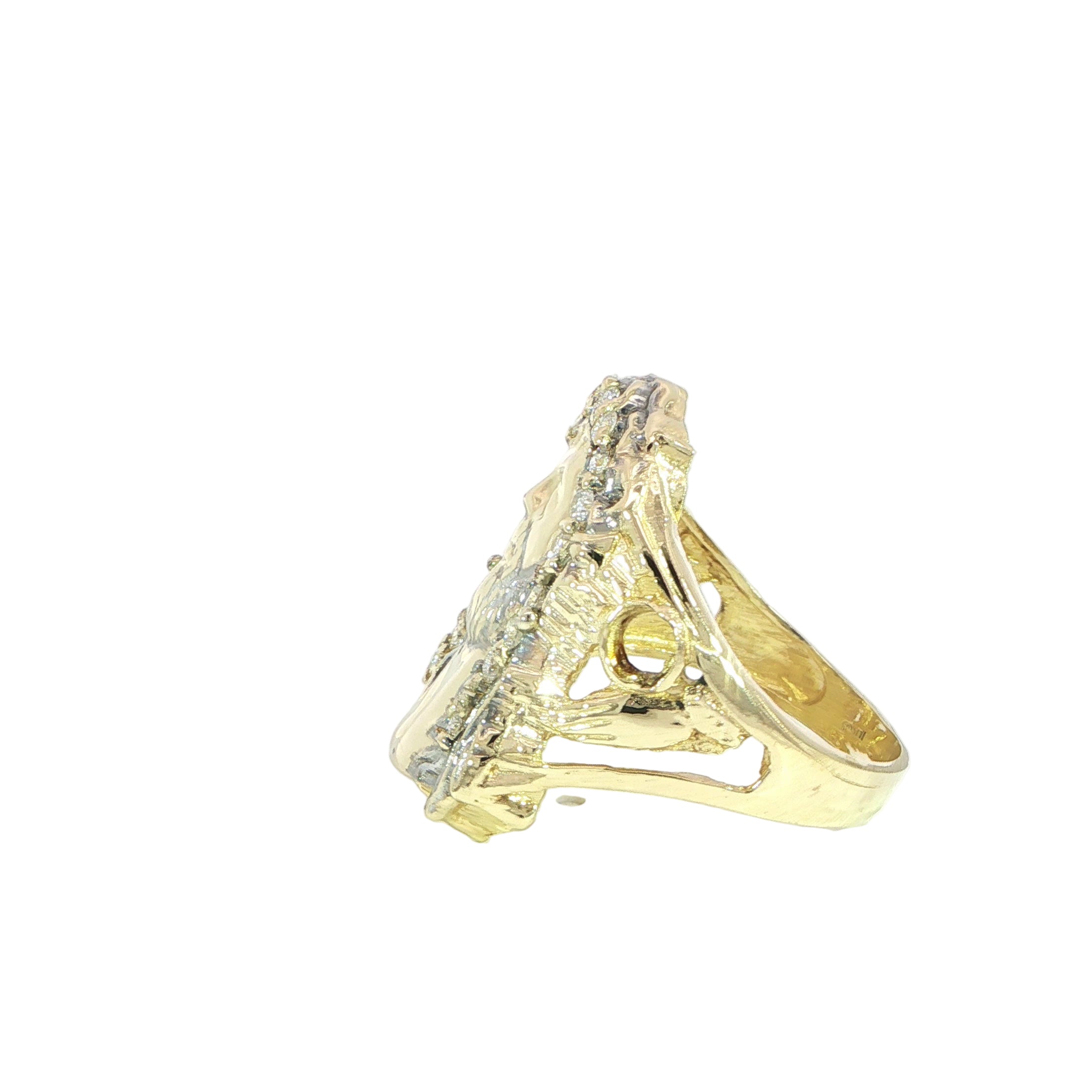 10K Gold Diamond Jesus Ring – 24.25mm