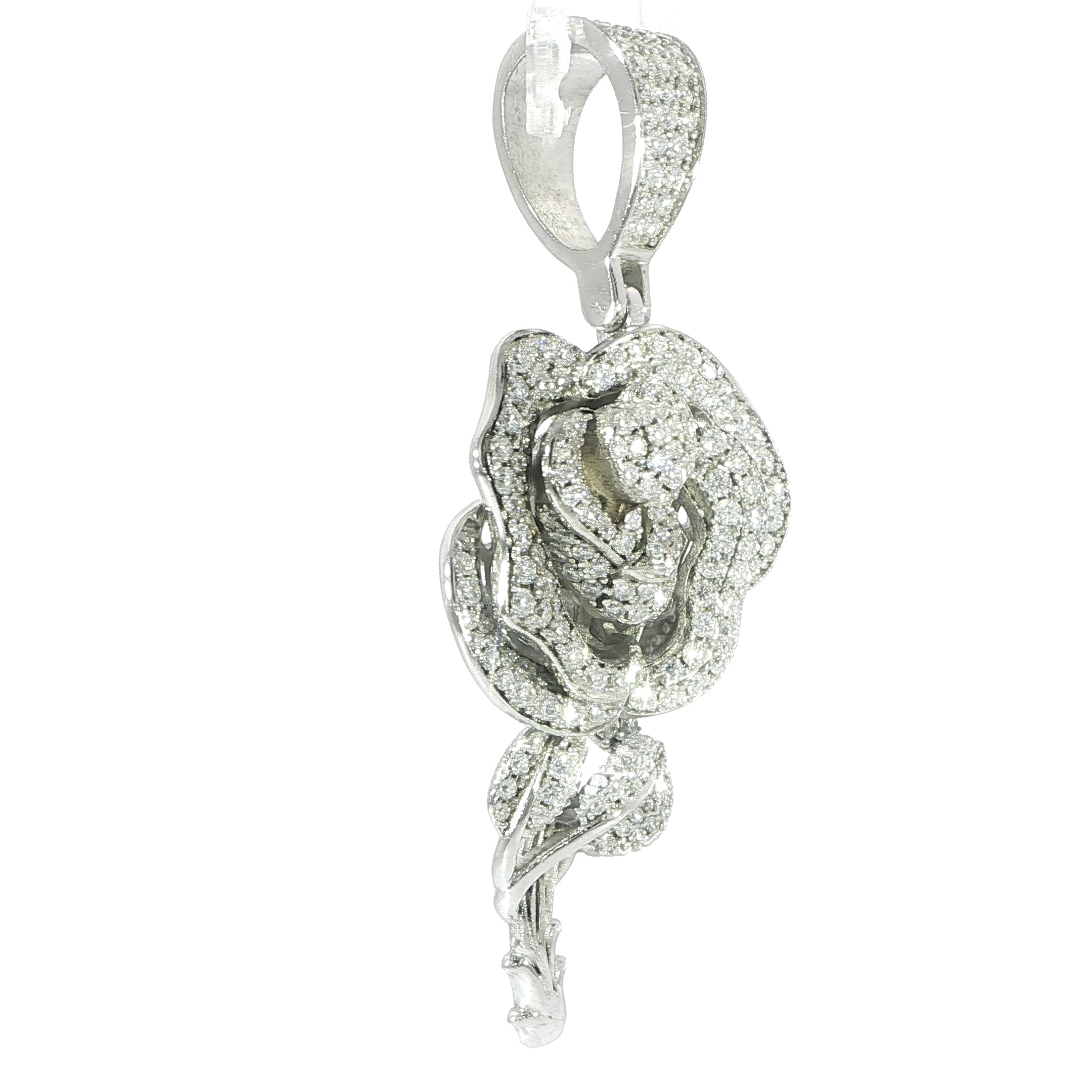 Sterling Silver Iced Rose Pendant – VVS Moissanite 2.3 CTW