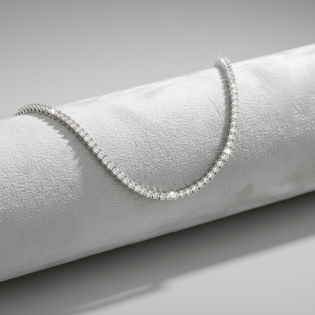 Sterling Silver 3MM Tennis Necklace – VVS Moissanite