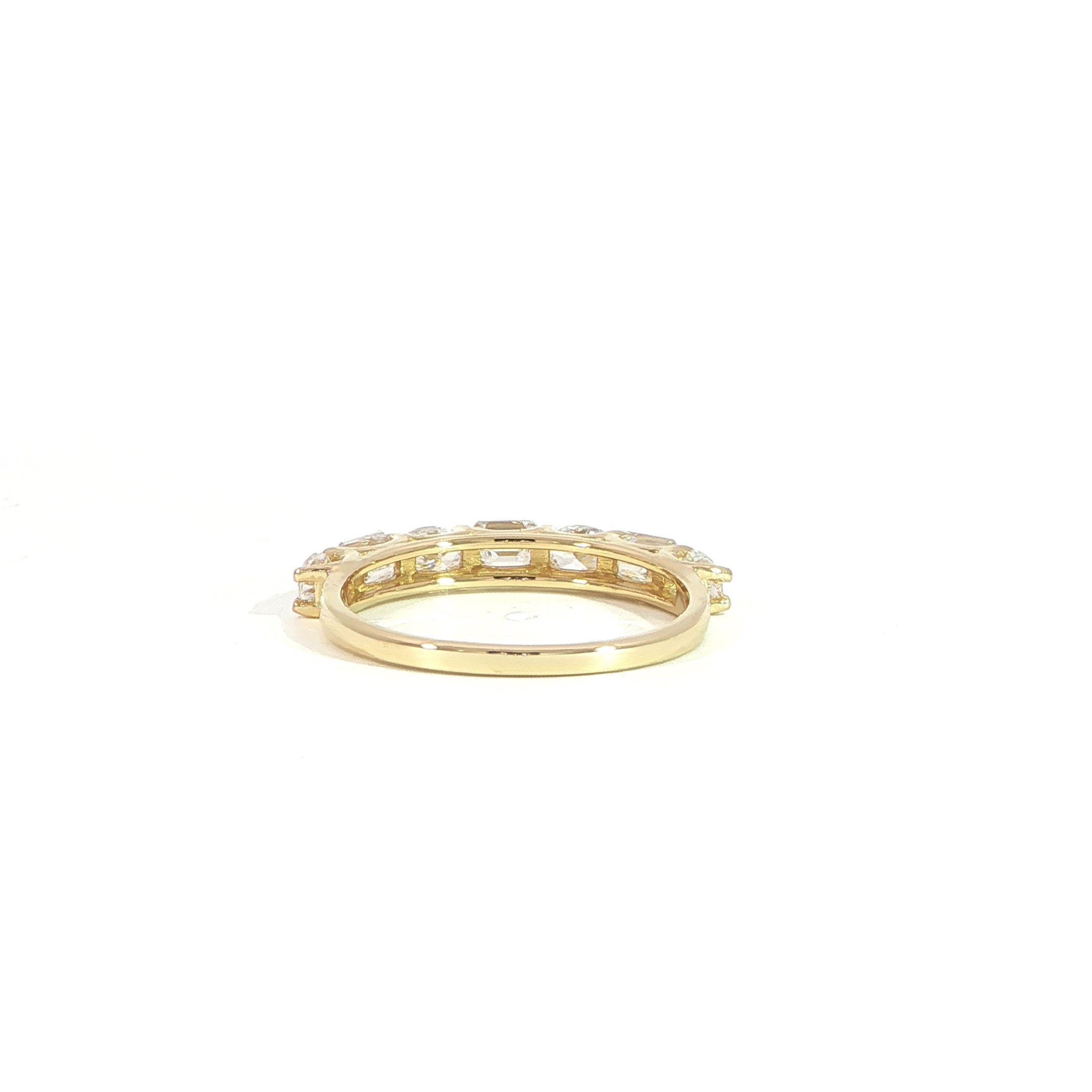 7-stone diamond band with alternating cuts in U-prong setting back view