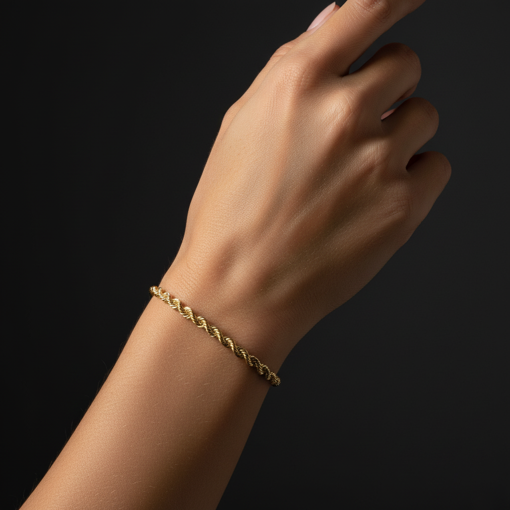 10K Rope Gold Bracelet – 3MM