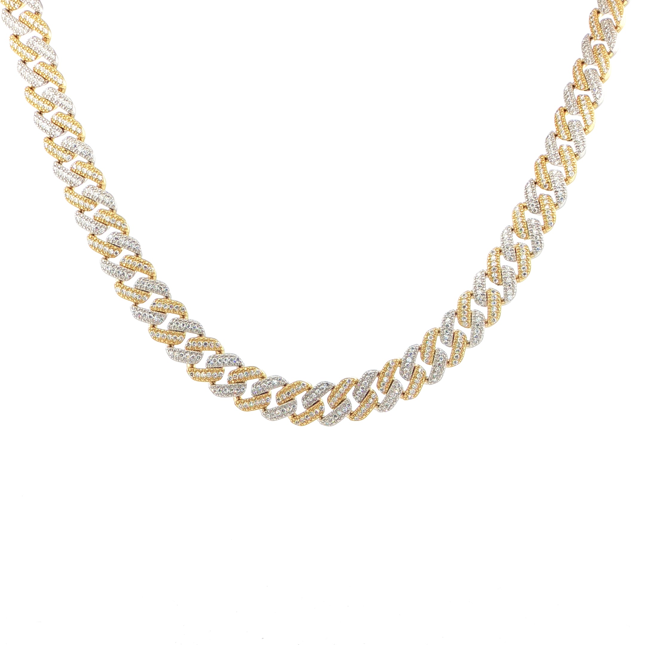 Sterling Silver Solid Miami Cuban Chain – VVS Moissanite – 12MM