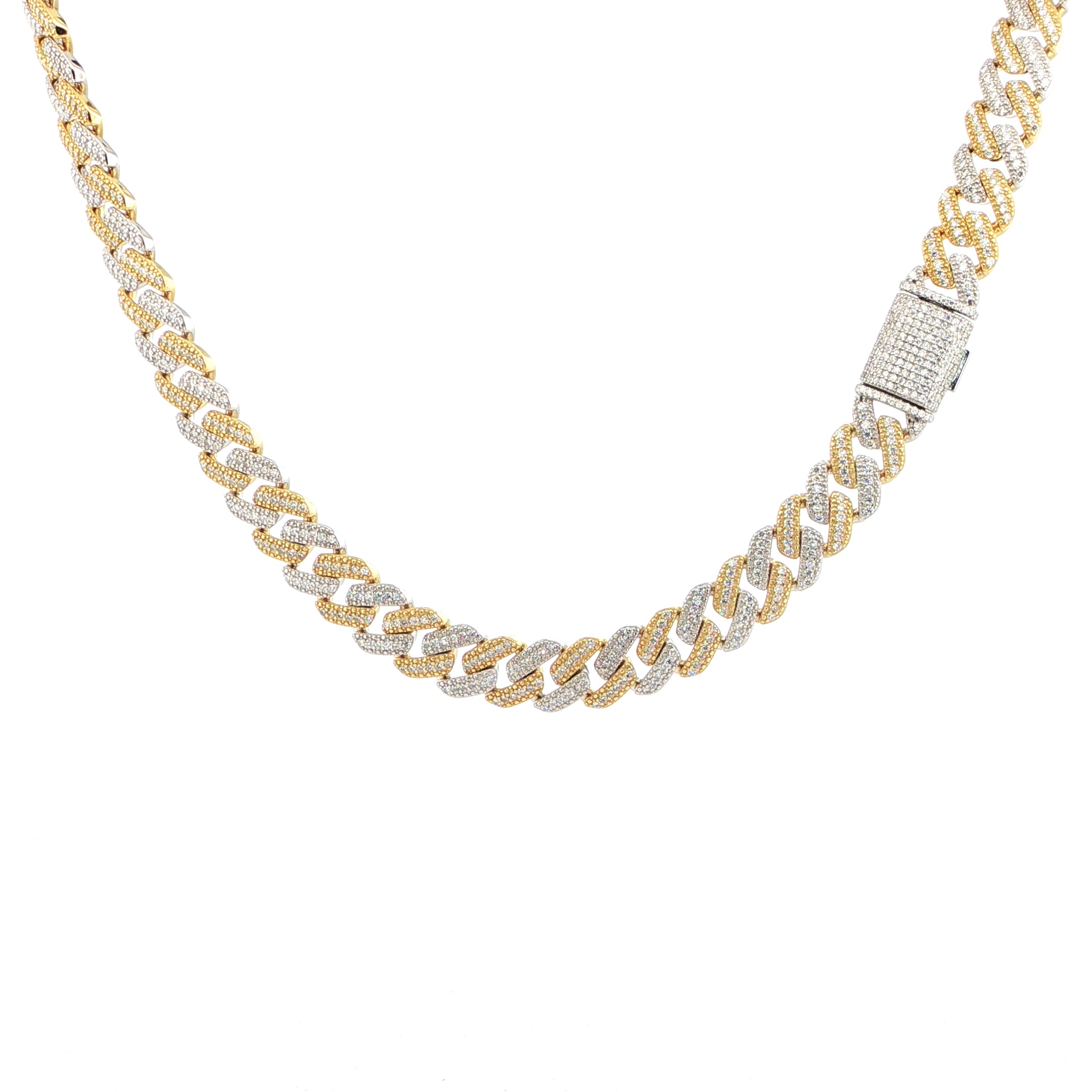 Sterling Silver Solid Miami Cuban Chain – VVS Moissanite – 12MM