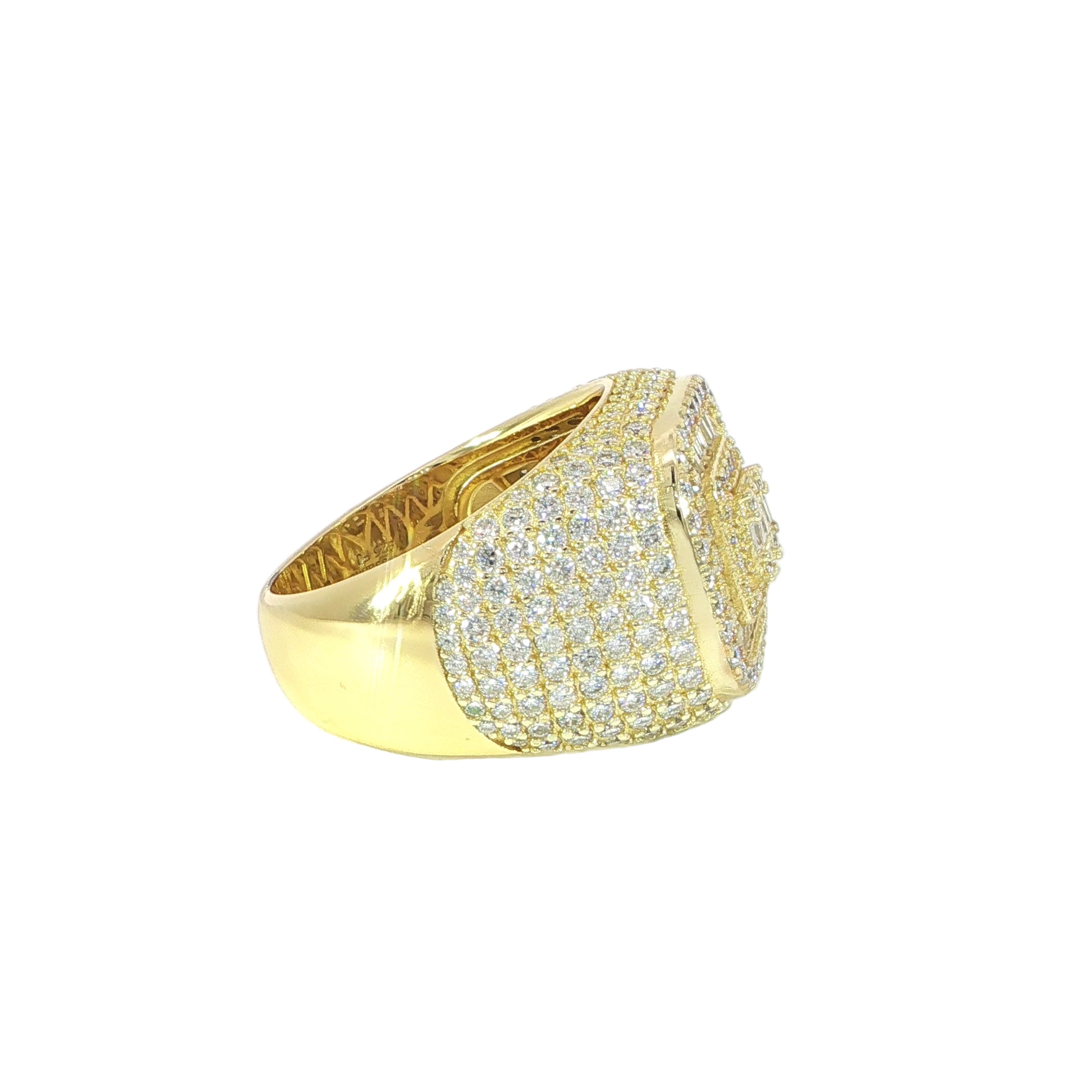 Sterling Silver Square Pave Set Ring with VVS Moissanite Stones, Two Color Options, 4.40 Total Carats