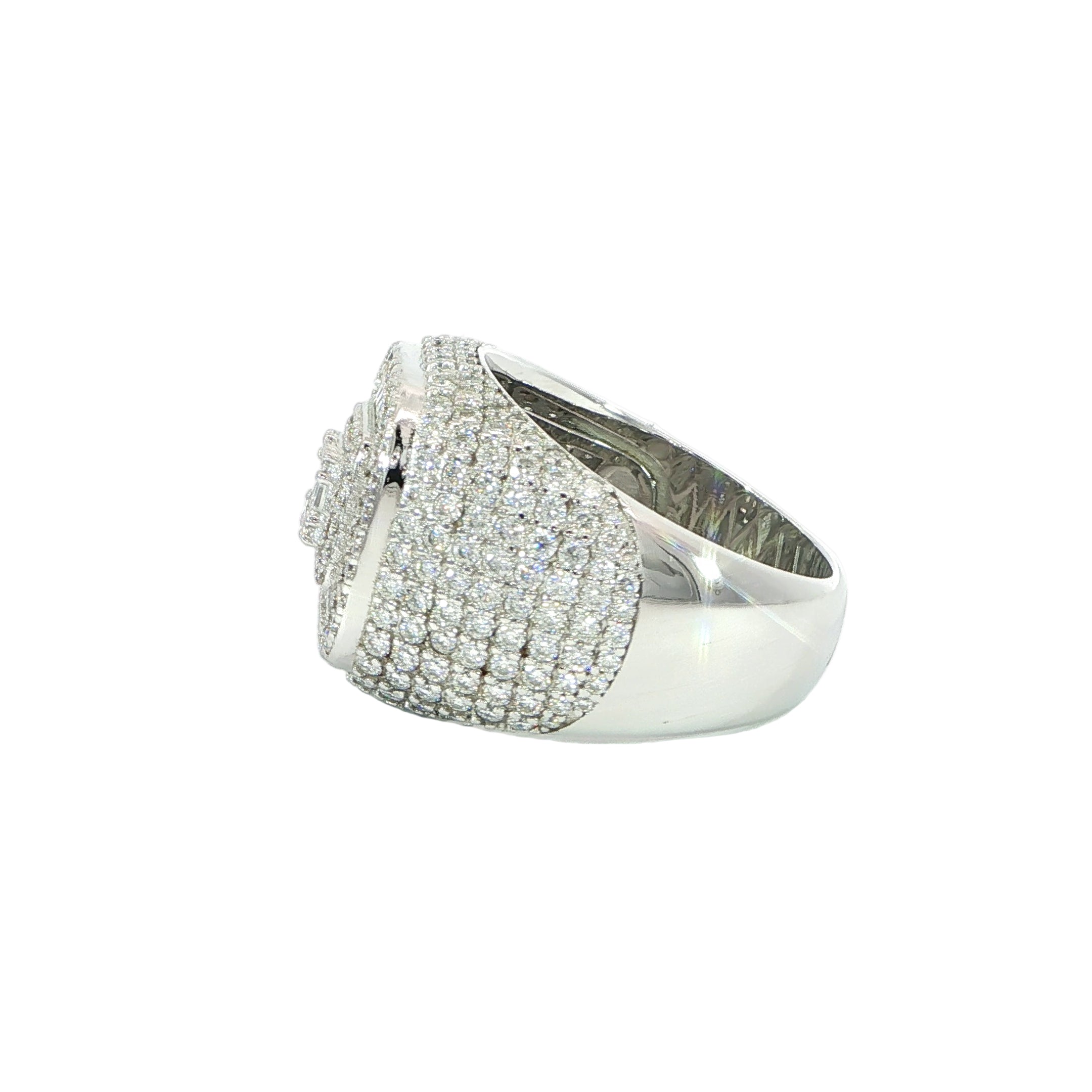 Sterling Silver Square Pave Set Ring with VVS Moissanite Stones, Two Color Options, 4.40 Total Carats