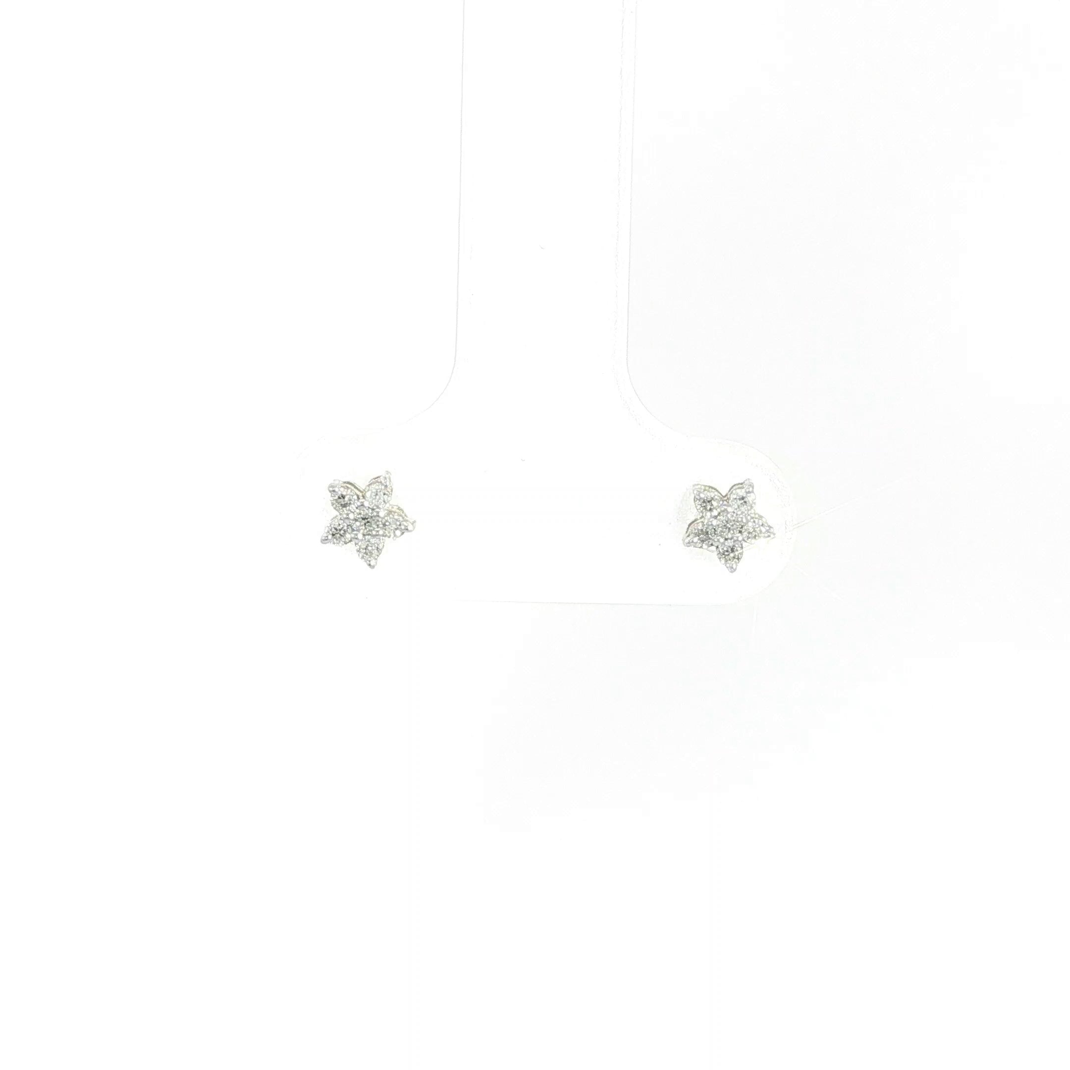 10K White Gold 0.10CTW Natural Diamond Star Stud Earrings