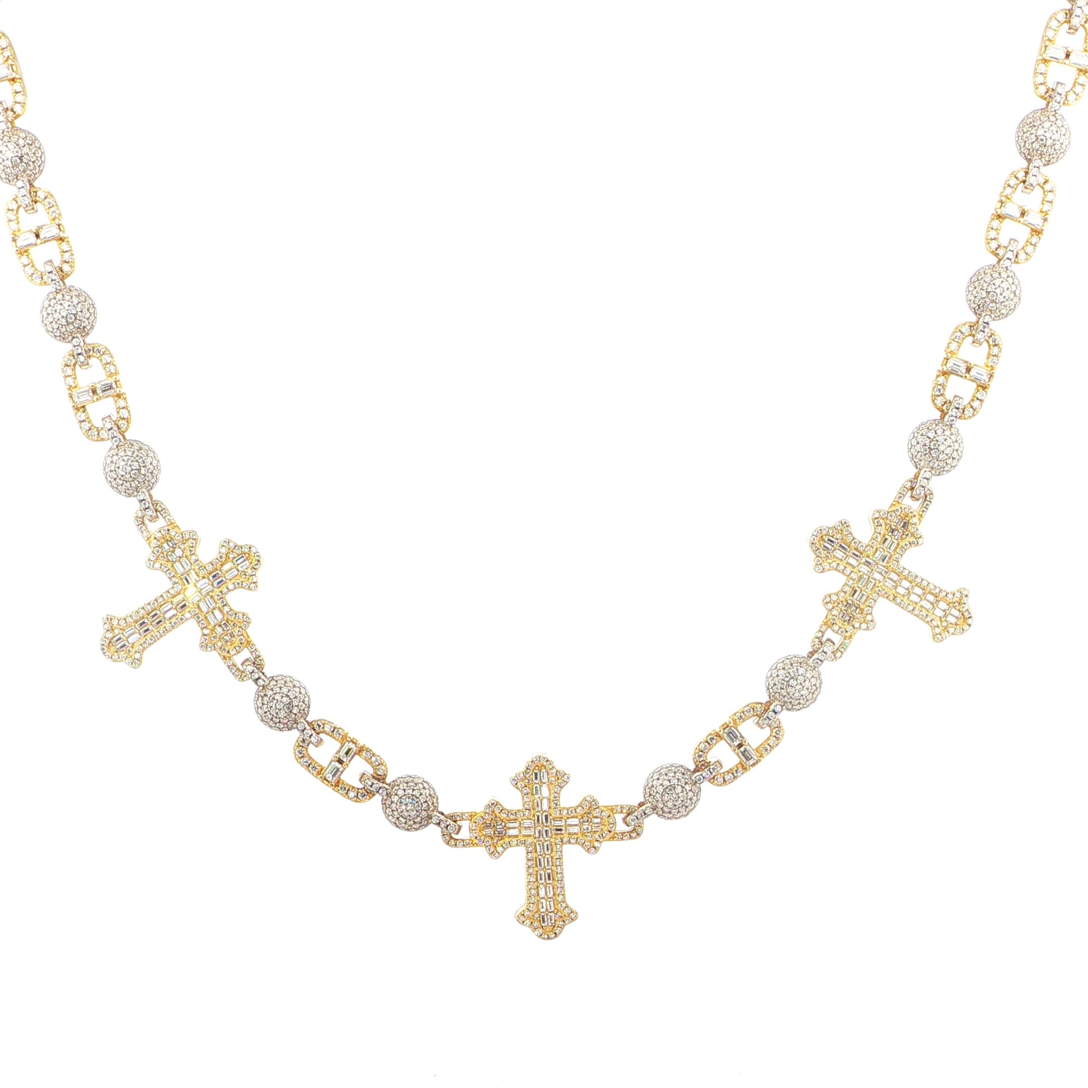 Sterling Silver Triple Cross Necklace with VVS Moissanite