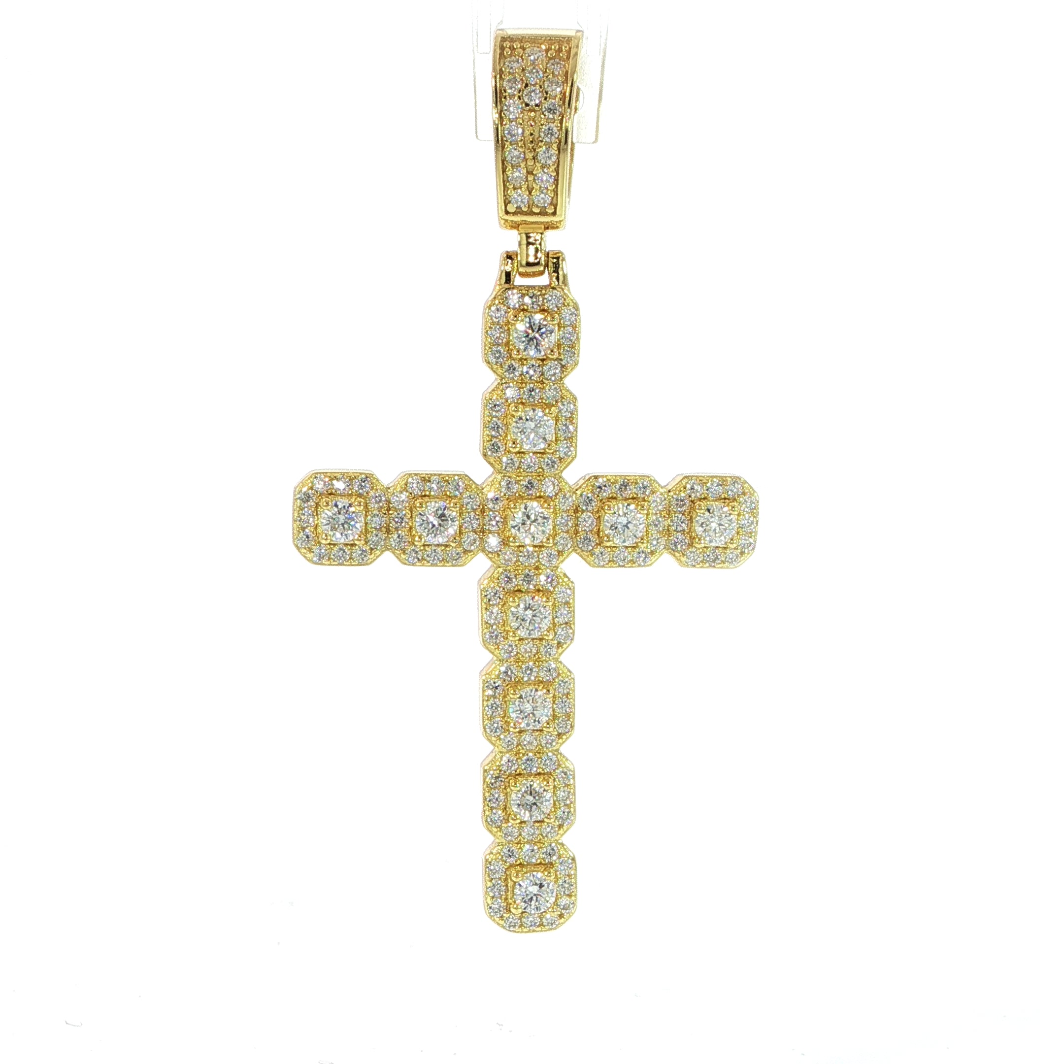 925 Sterling Silver VVS Moissanite Iced Out Cross Pendant 1.62 CTW