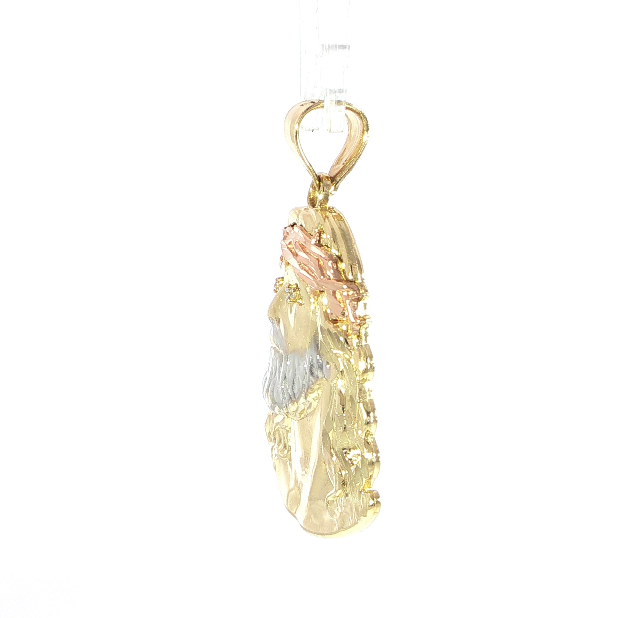 14K Gold Jesus Pendant with Crown of Thorns
