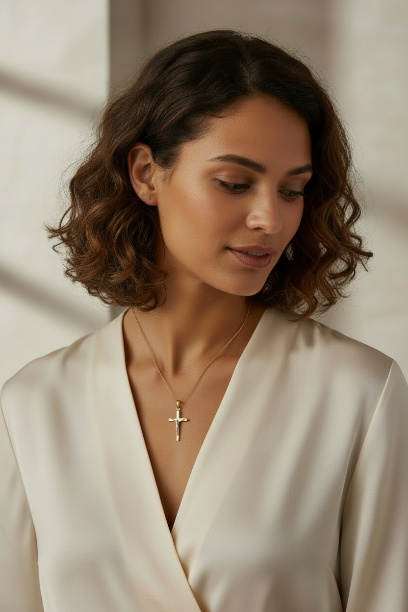14K Gold Crucifix Pendant