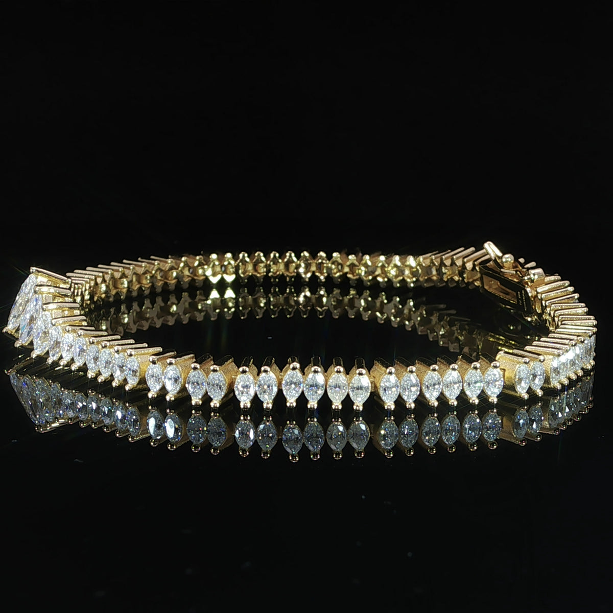 Marquise moissanite tennis bracelet graduating from 9 mm to 4.5 mm