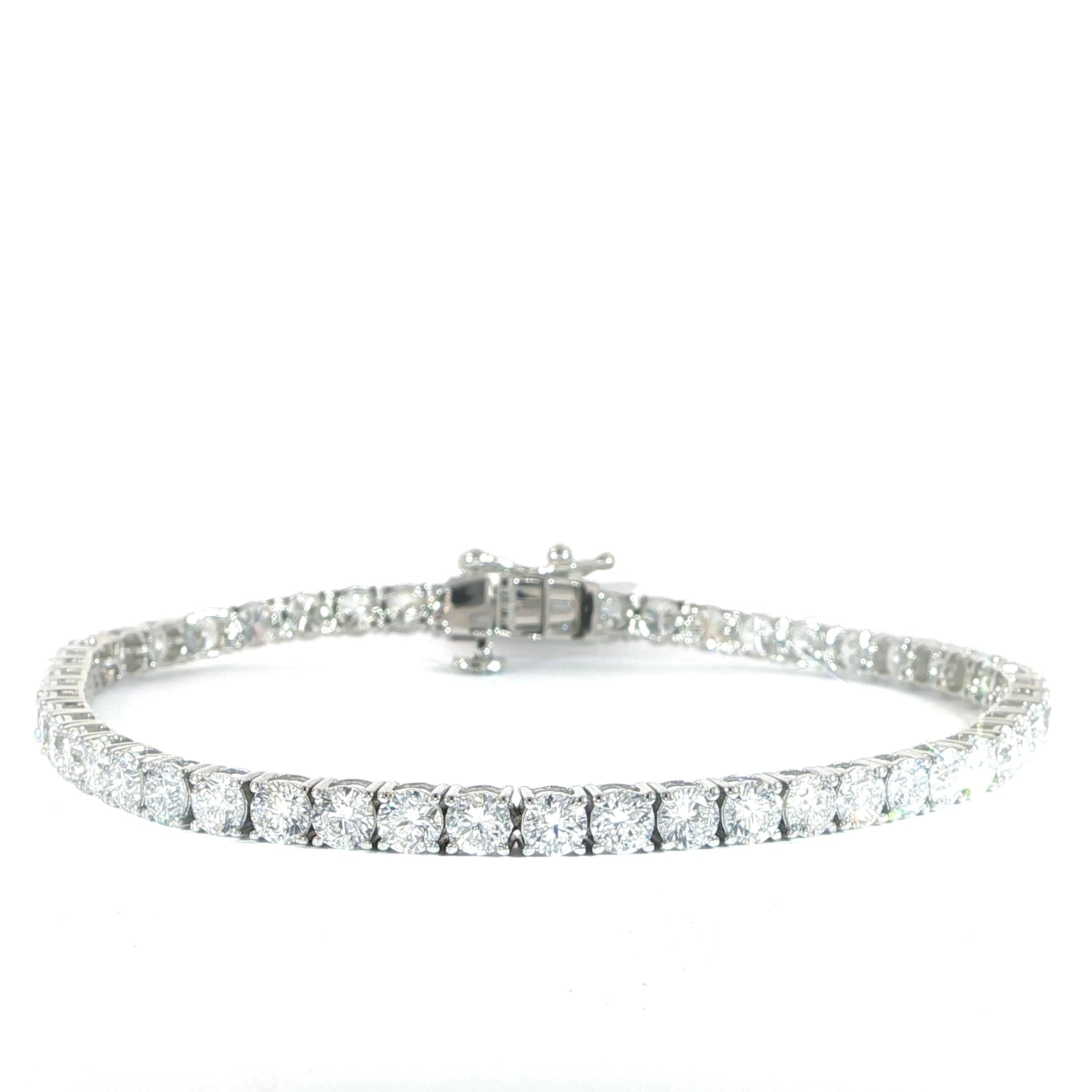 14K White Gold Round Diamond Tennis Bracelet – 6.98 Carats