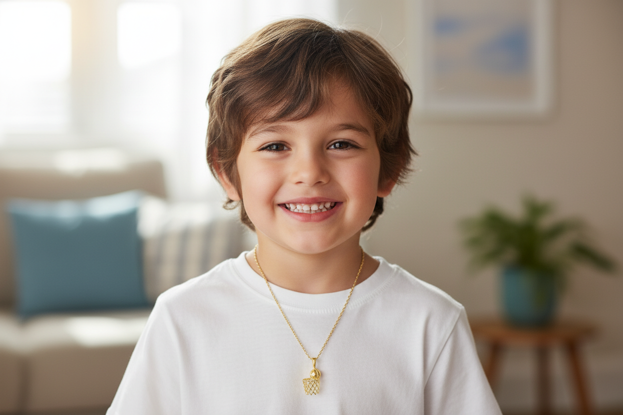 10K Gold Small Basketball Hoop Pendant