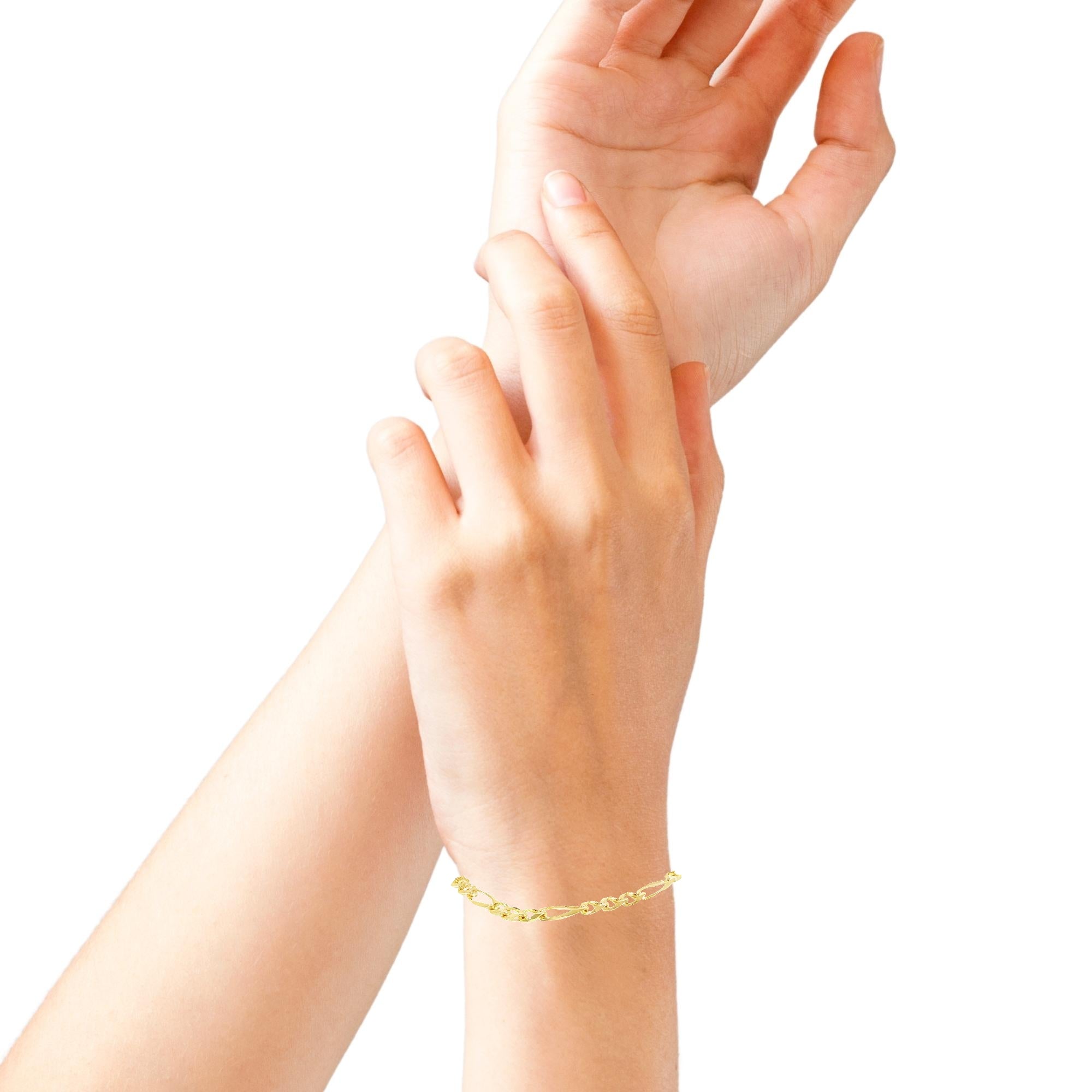 14K Solid Figaro Gold Bracelet – 5.5MM