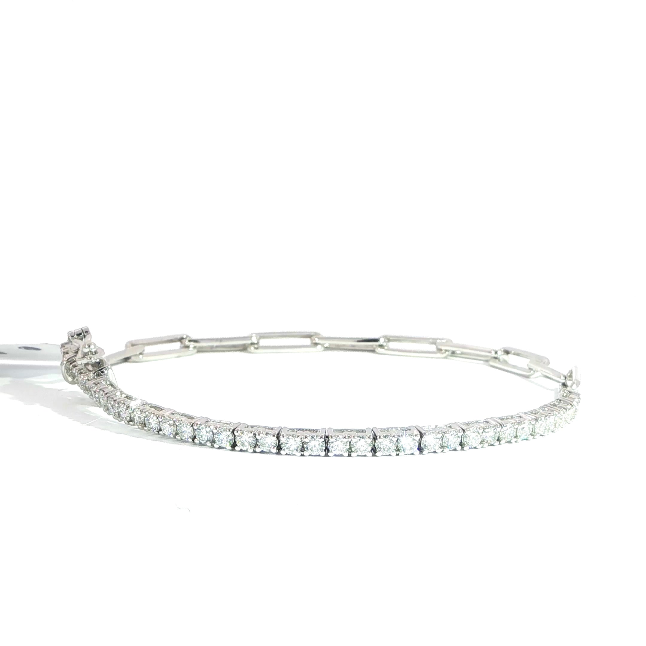 14K White Gold Diamond Link Bracelet – 1.18 Carat