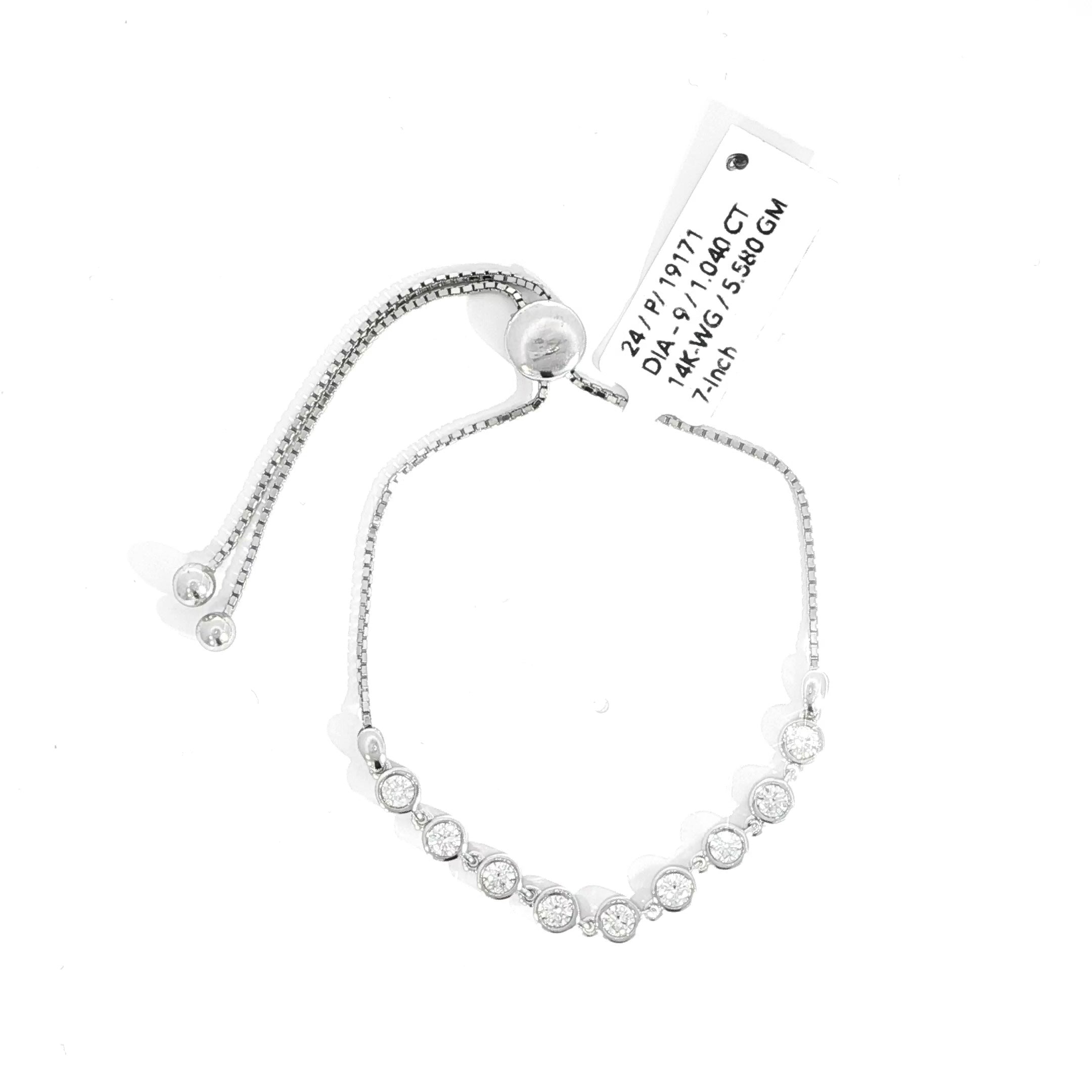 14K White Gold Diamond Bezel Bracelet – 1.04 CT