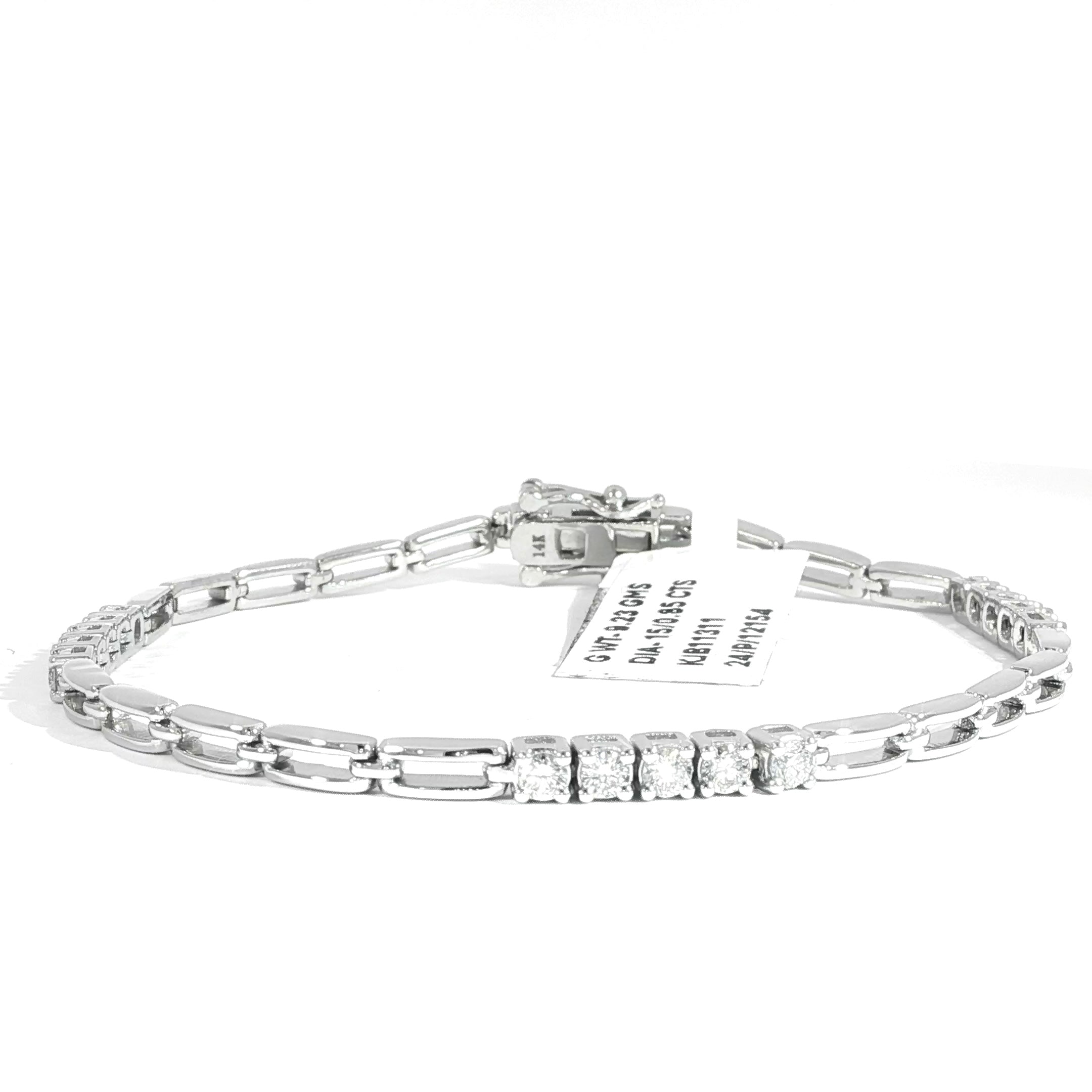 14K White Gold Link Bracelet – 1.00 Carat