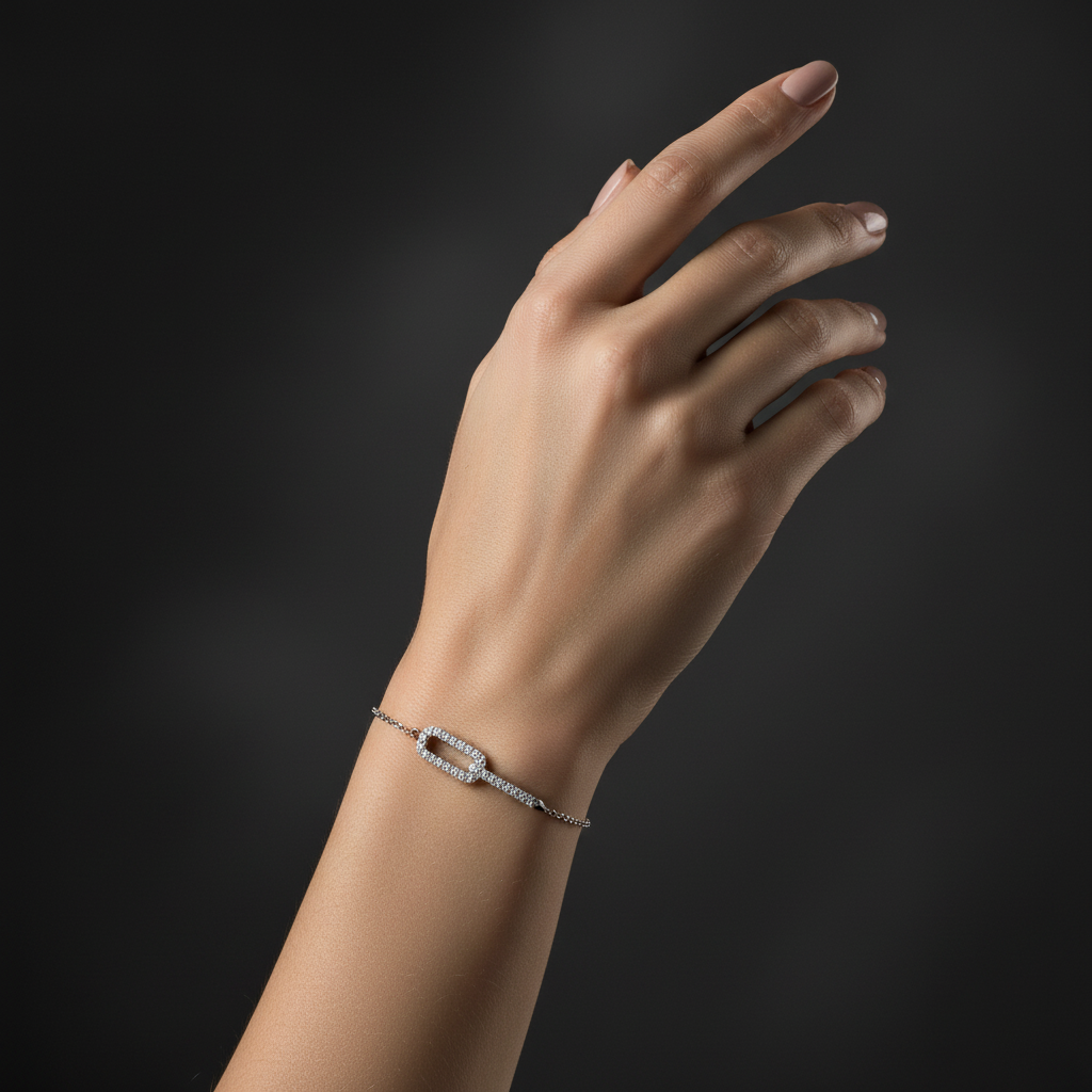 14K Diamond Paperclip Bracelet