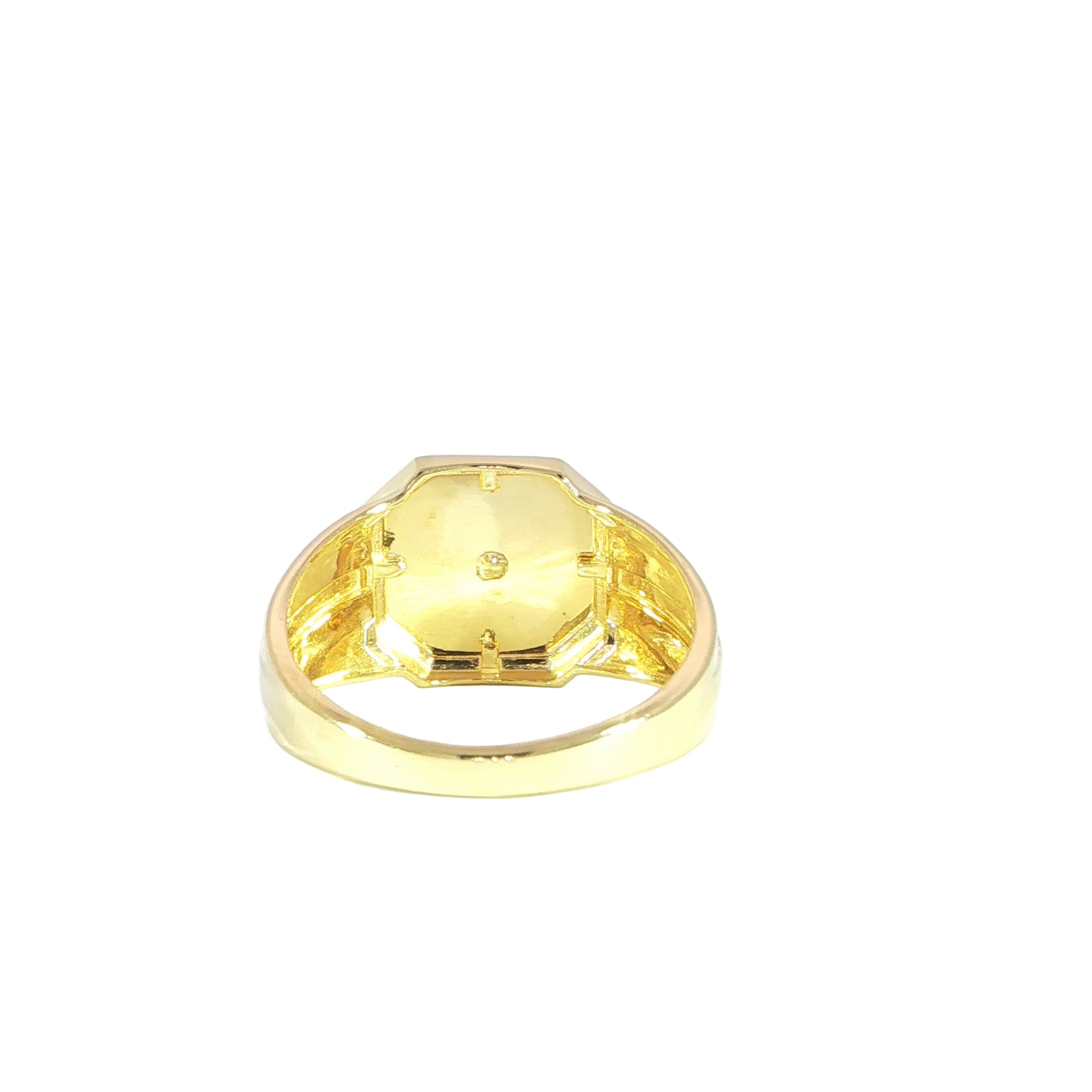 Back Crown Emblem Gold Signet Ring for Men