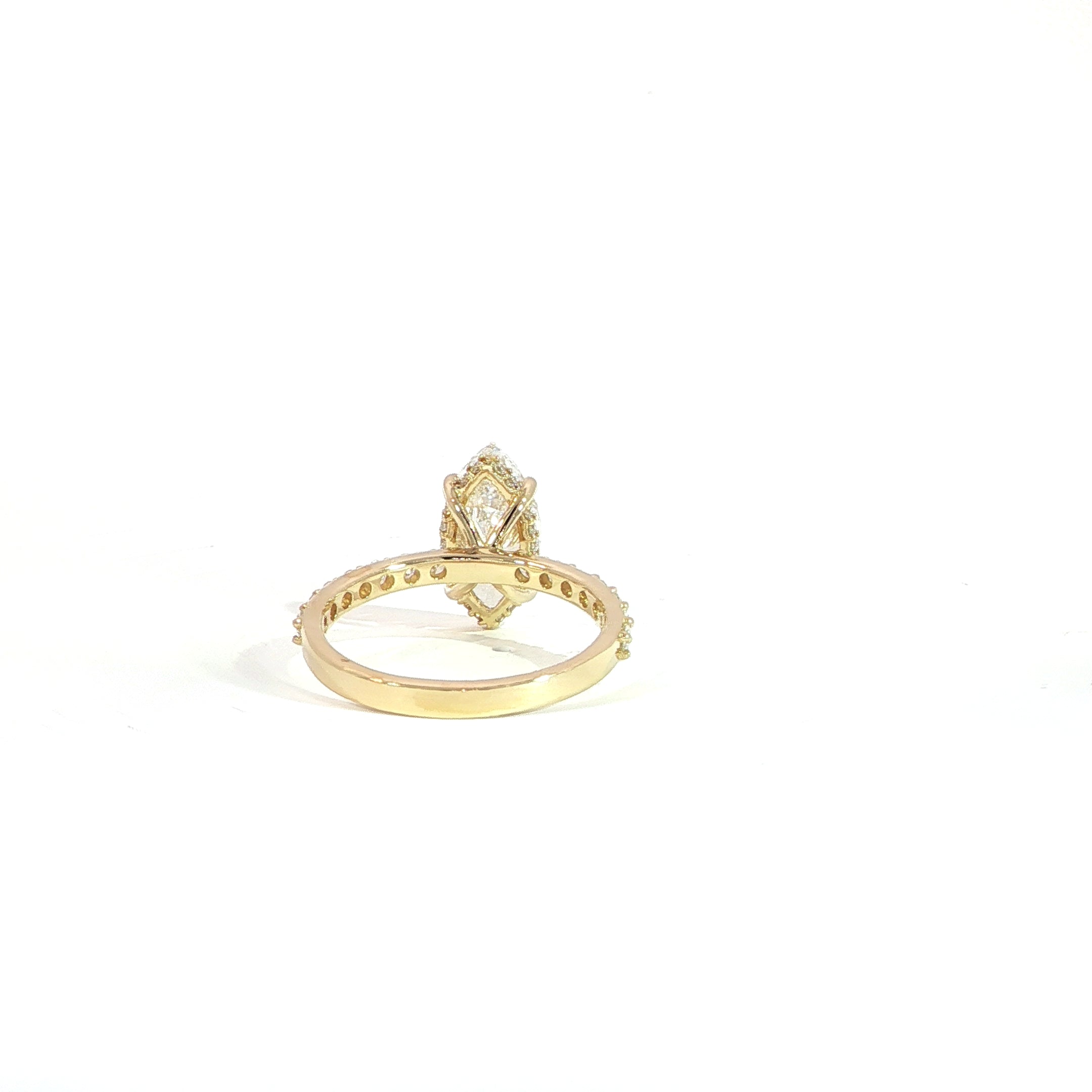 Back 14K gold marquise ring with lab grown E VS1 diamond