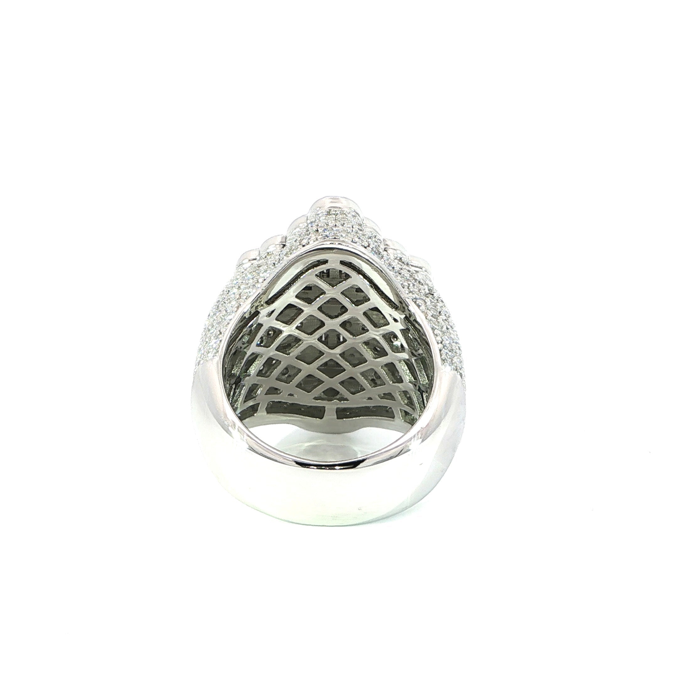 Baguette cross ring fully iced design back view