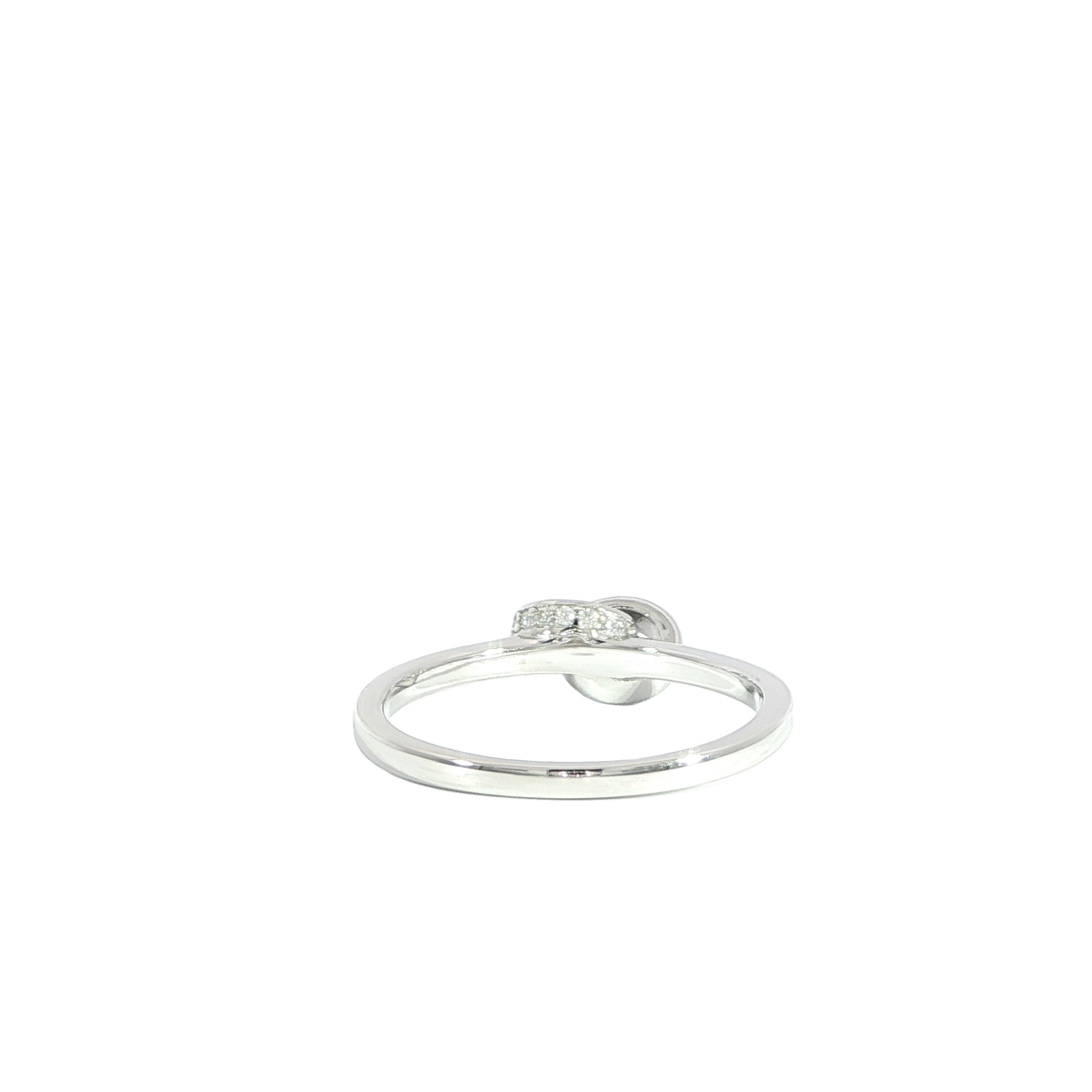 Back dainty silver knot ring moissanite