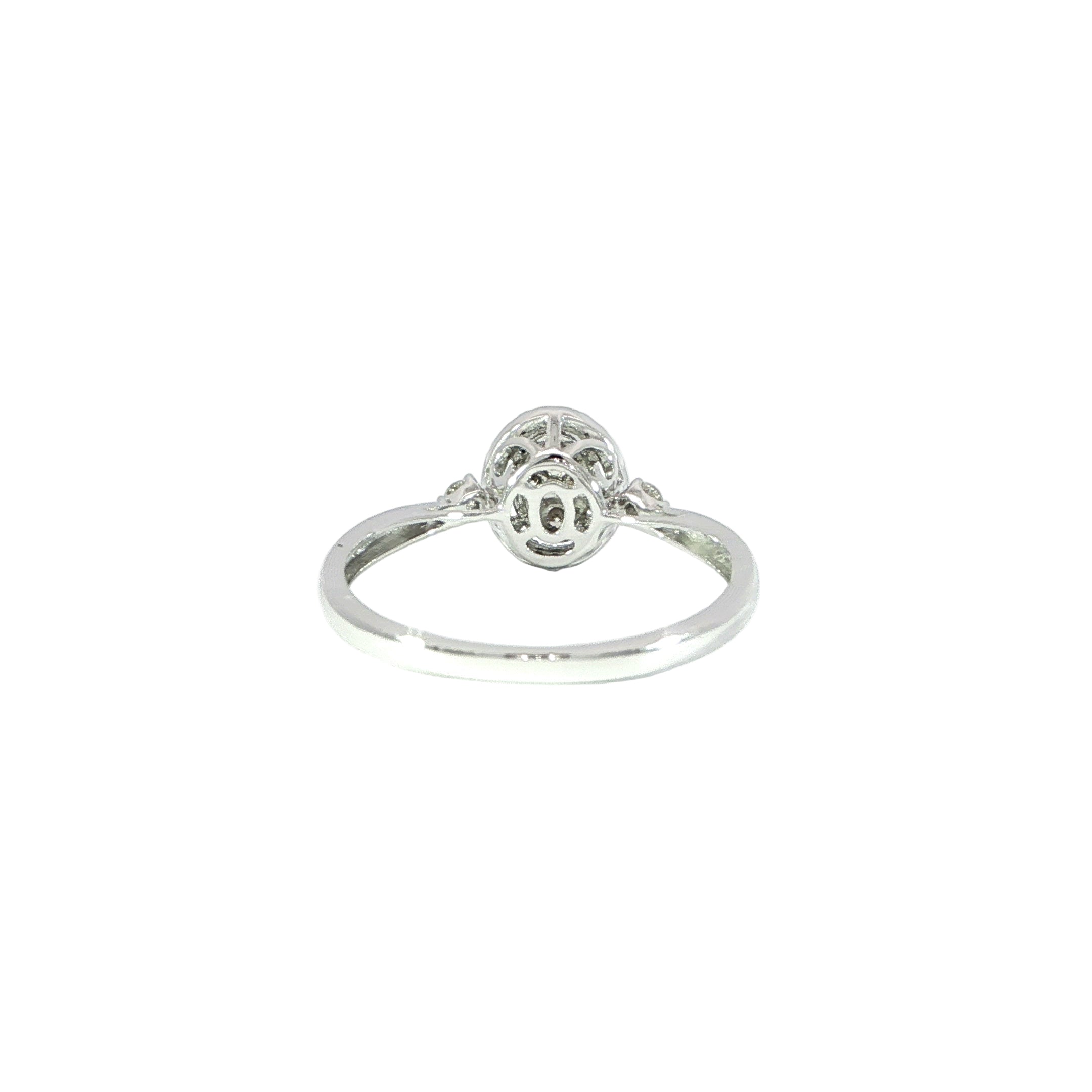 Back view elegant oval diamond halo ring