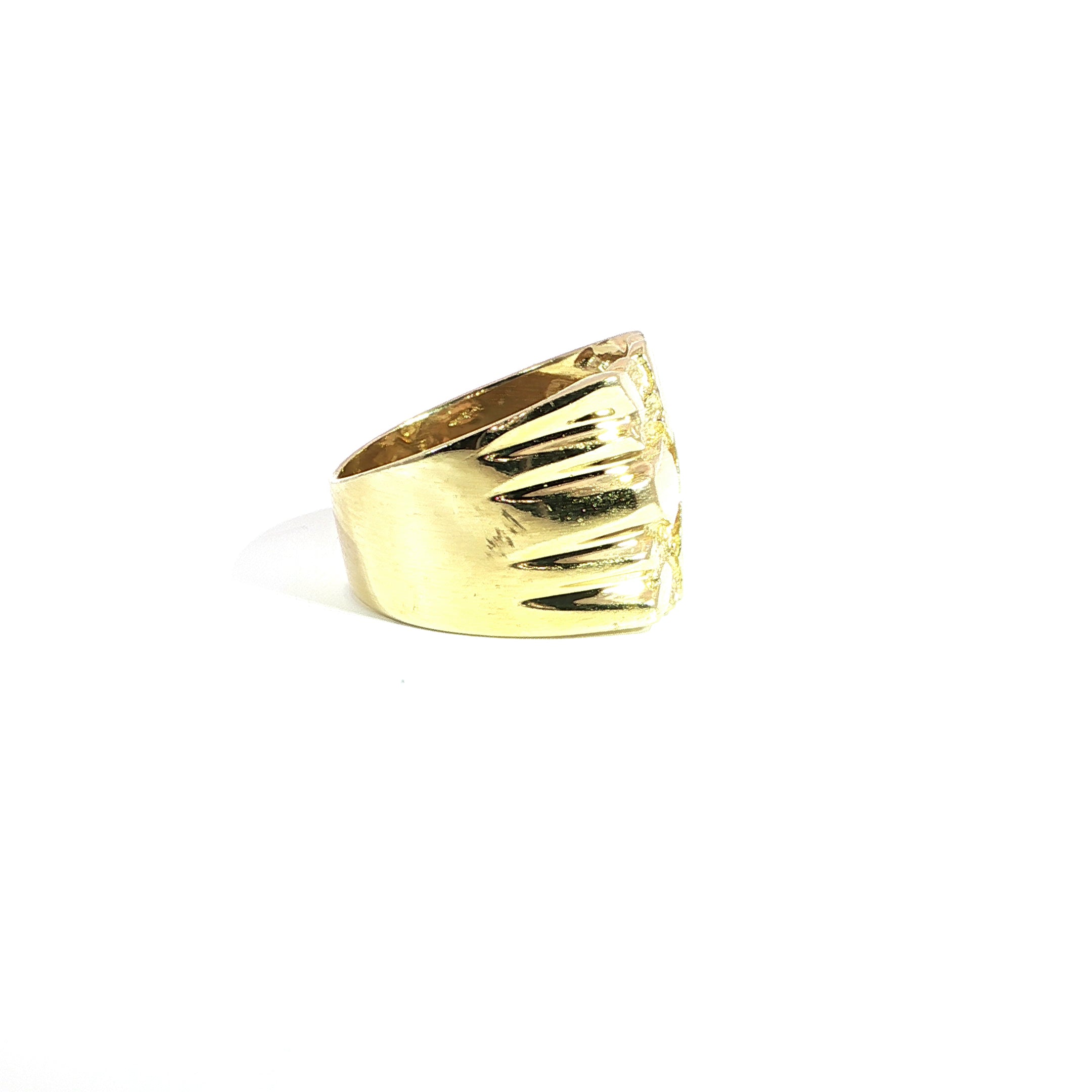 Side profile heavy nugget ring yellow gold