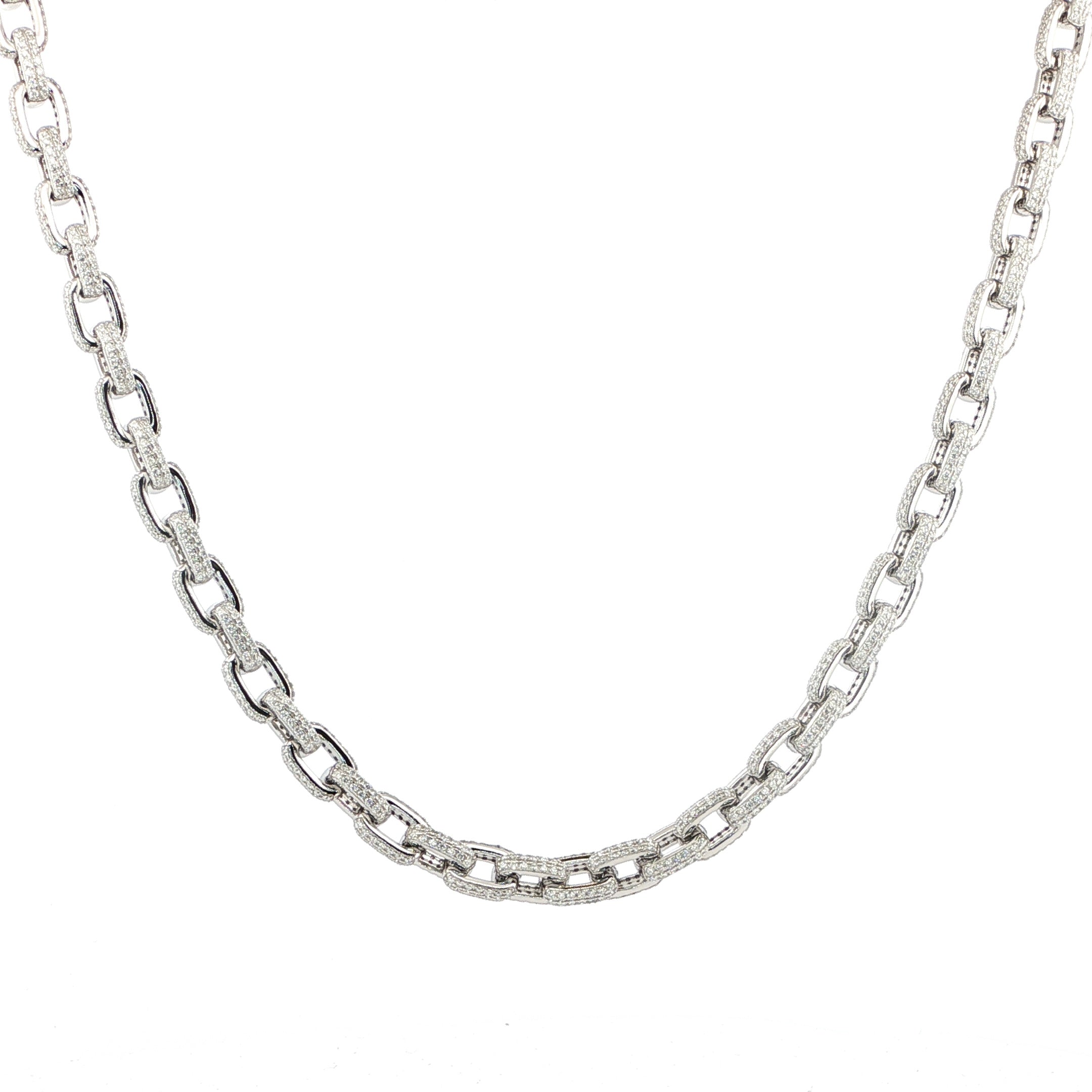 8.5mm New Fashion Moissanite Chain – 24 Inches – 19.75ctw