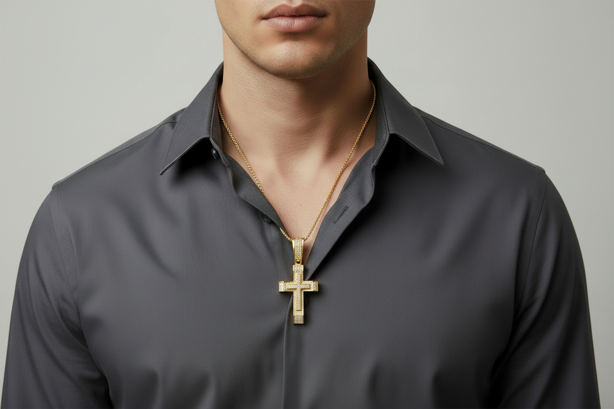 Sterling Silver Cross Pendant – VVS Moissanite 2.7 CTW