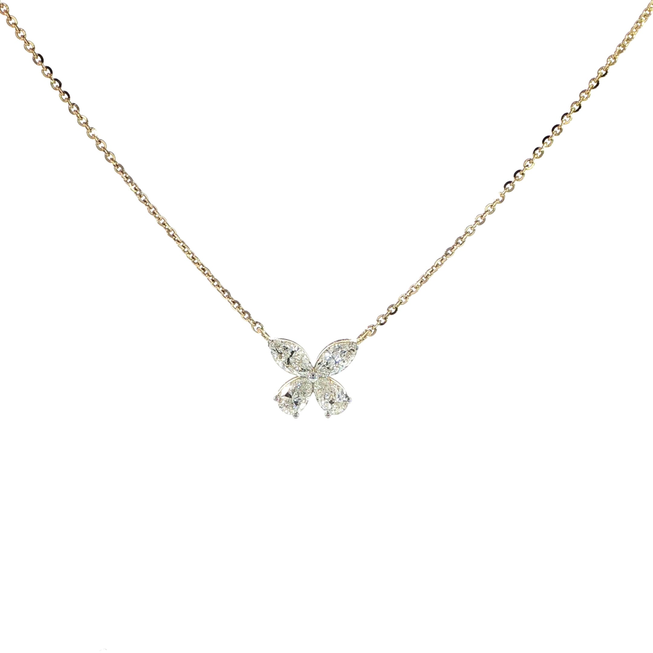 14K Yellow Gold Diamond Butterfly Necklace