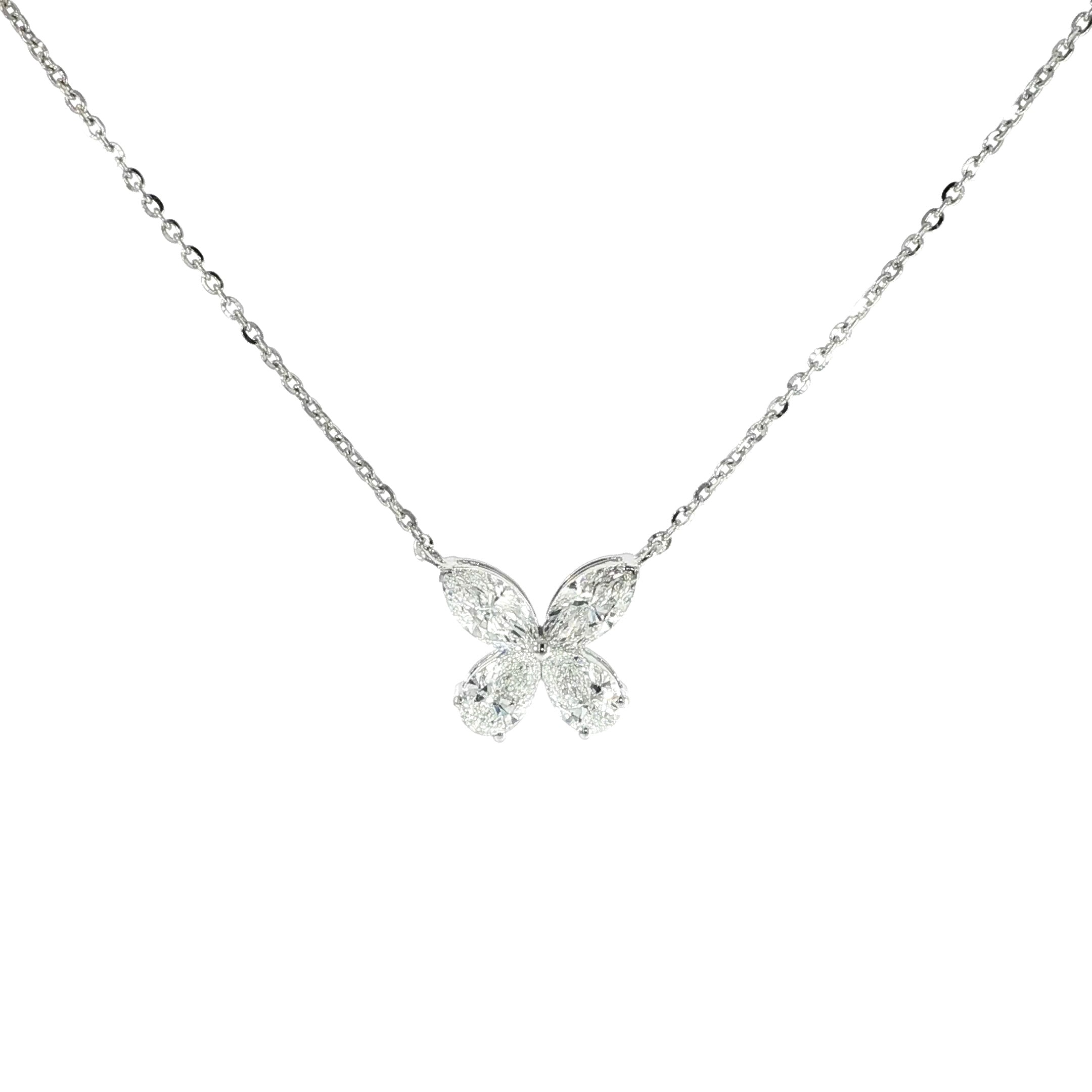 14K White Gold Diamond Butterfly Necklace