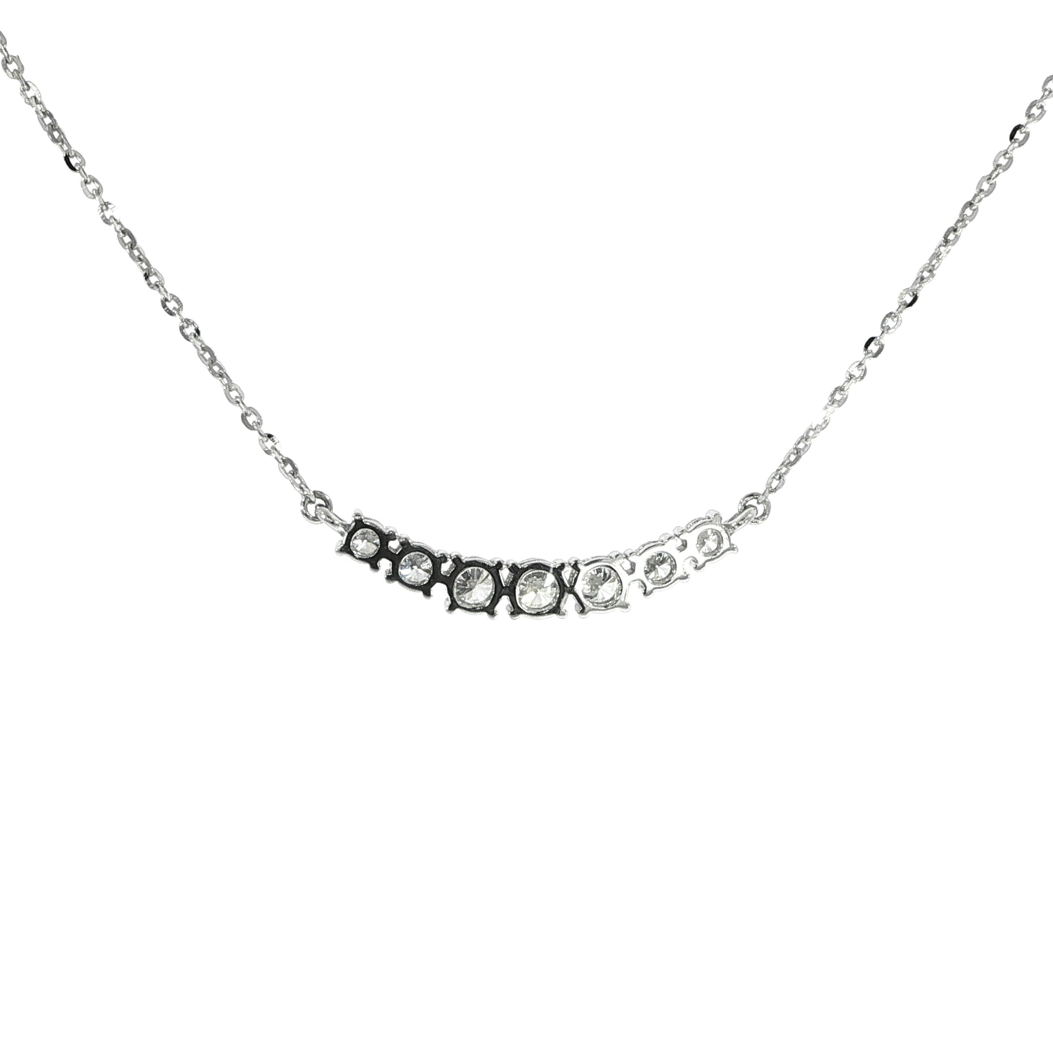 14K White Gold Diamond Bar Necklace