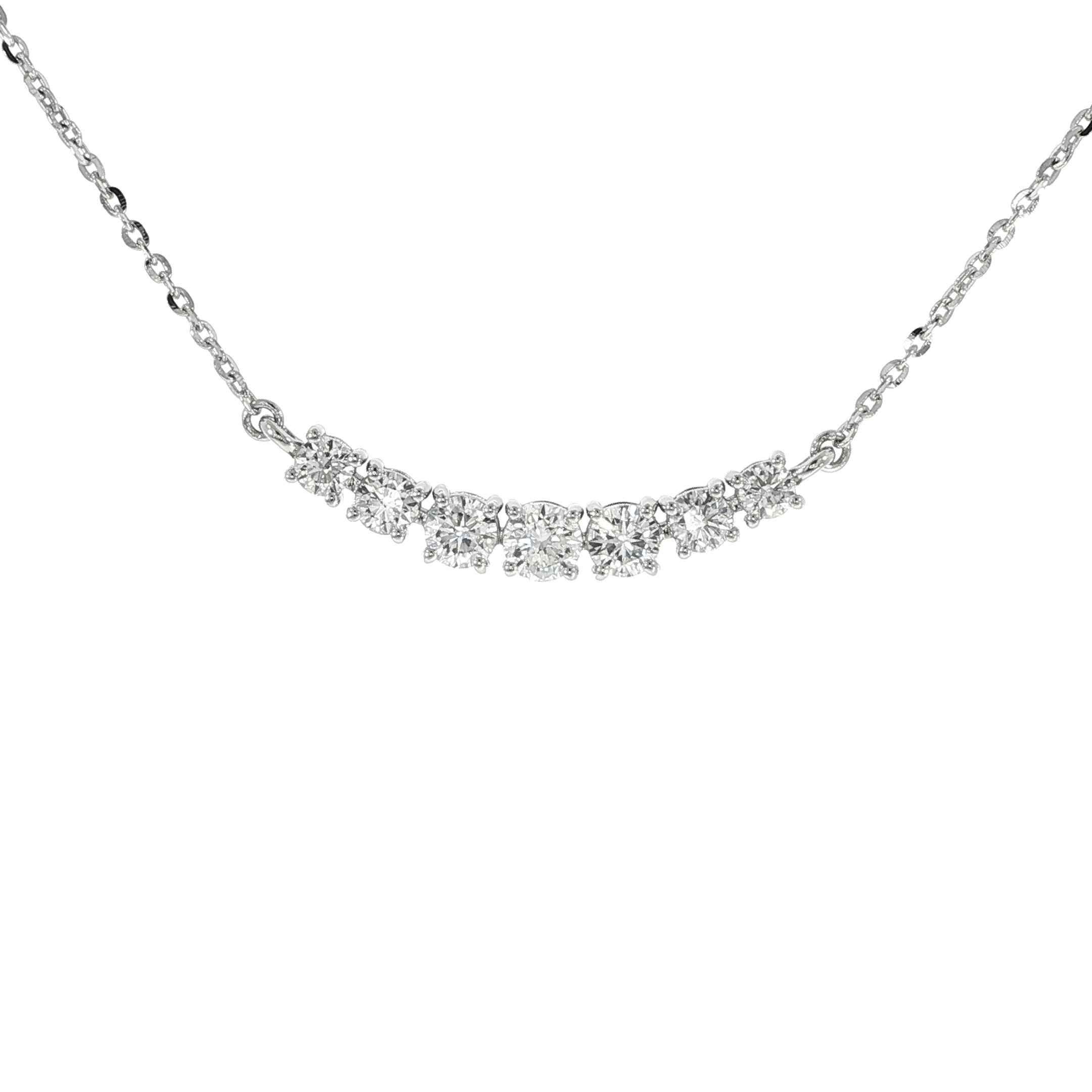 14K White Gold Diamond Bar Necklace