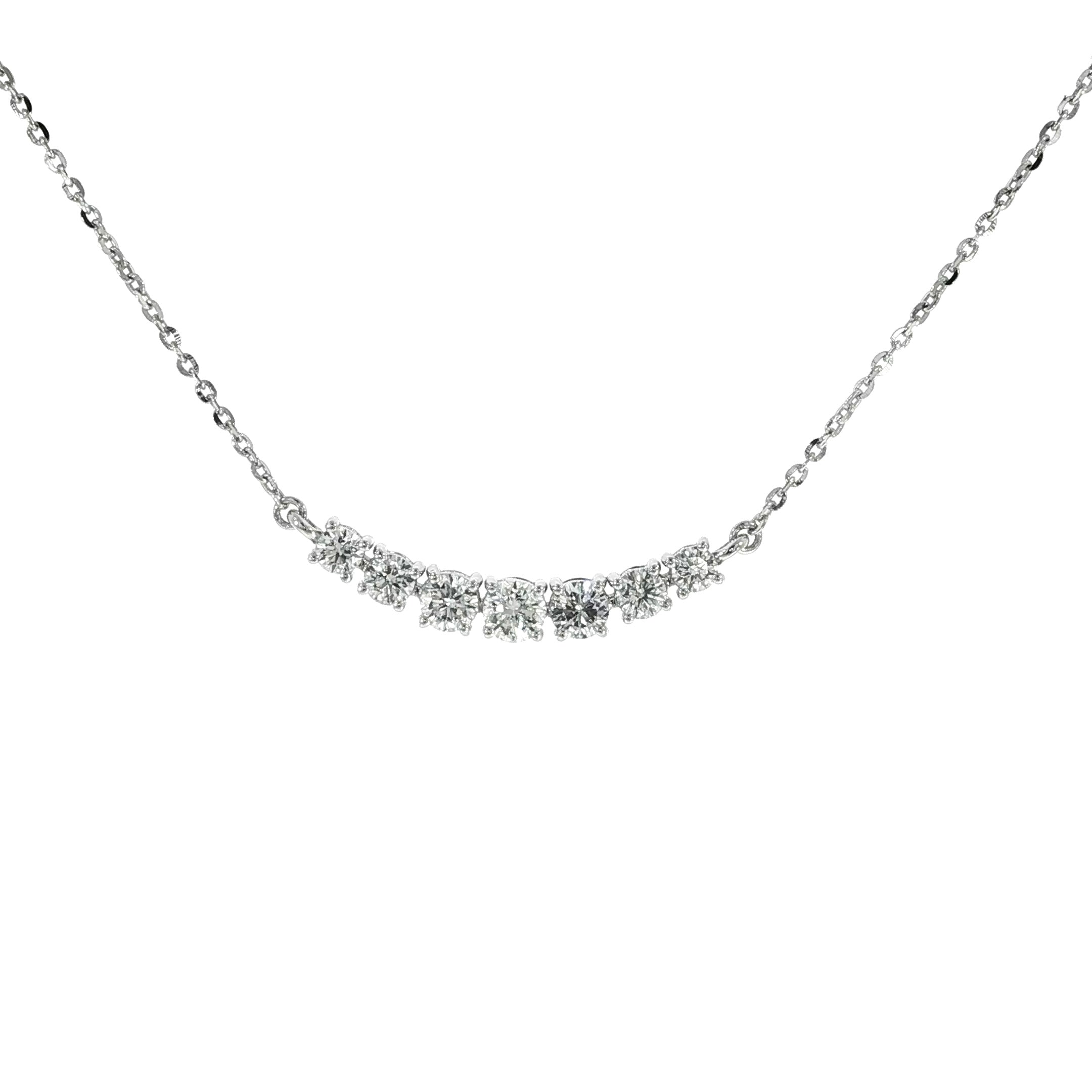 14K White Gold Diamond Bar Necklace