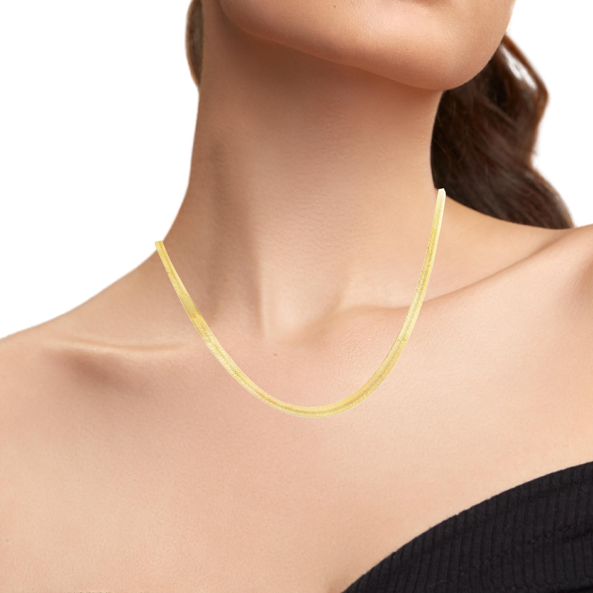 10K Solid Herringbone Chain – 7MM