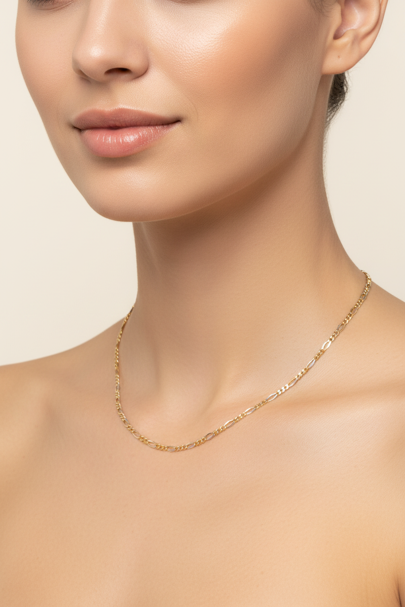 10K Yellow Gold Solid Figaro - 3.5MM