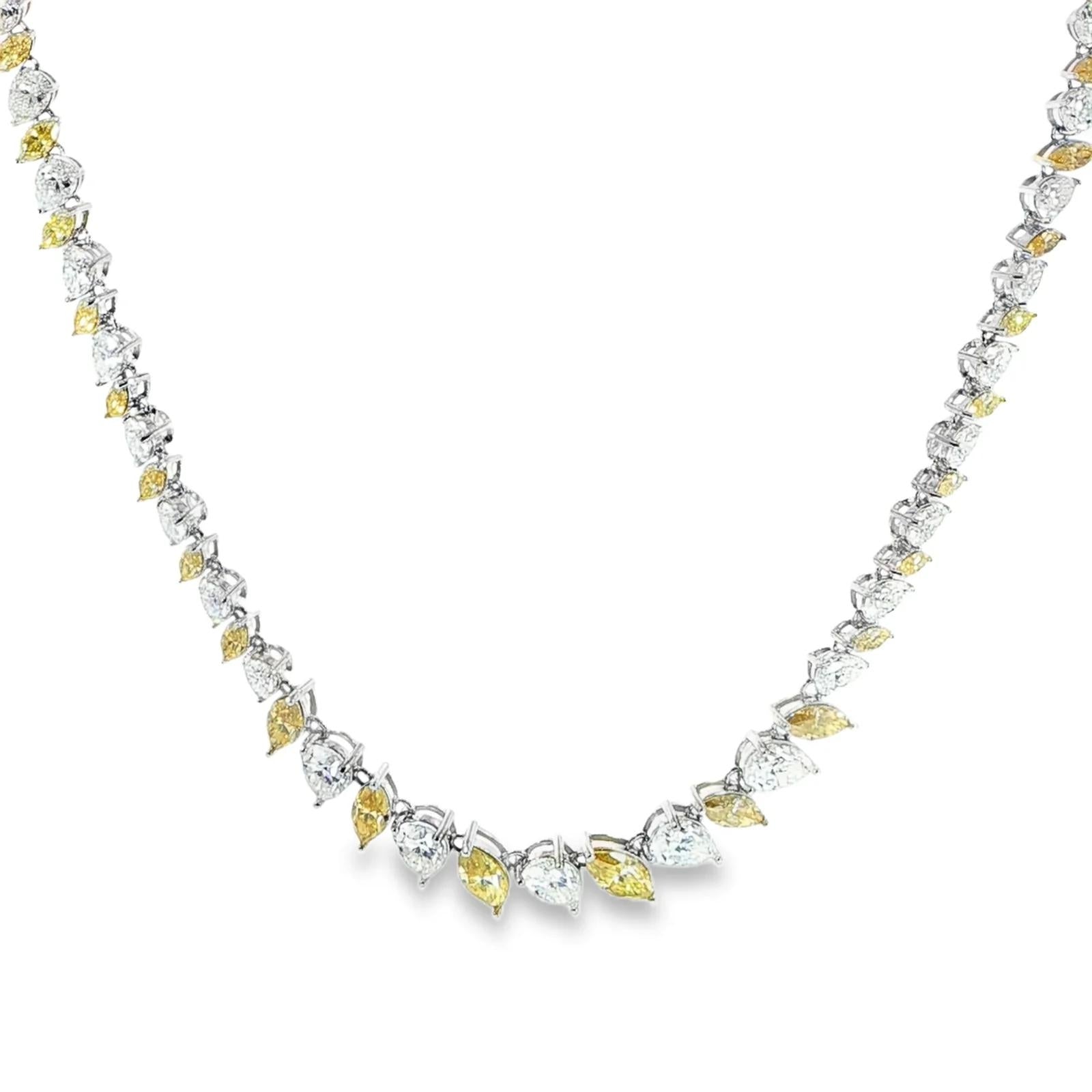 Sterling Silver Marquise & Pear Necklace - VVS Moissanite