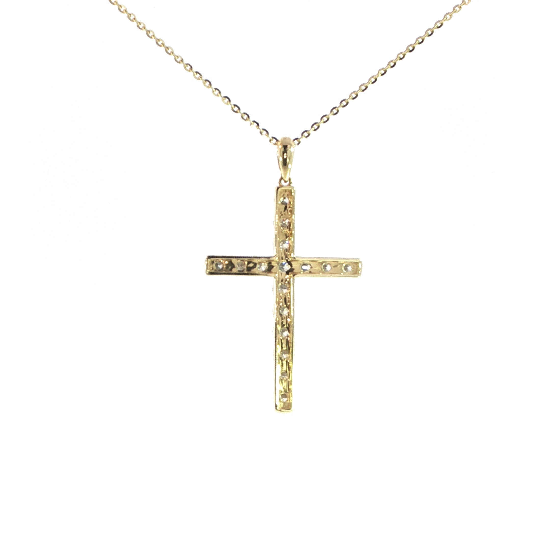 14K Yellow Gold Diamond Cross Necklace – 2.07 CT