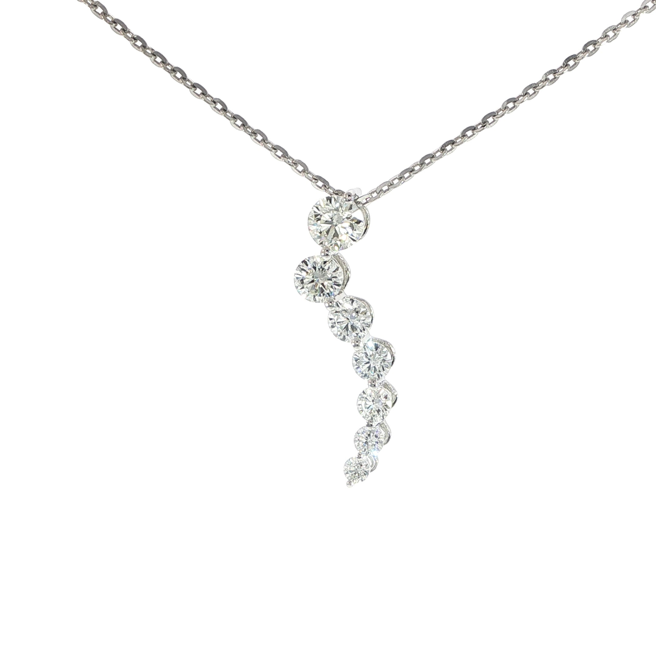 14K White Gold Diamond Curve Necklace – 1.02 CT