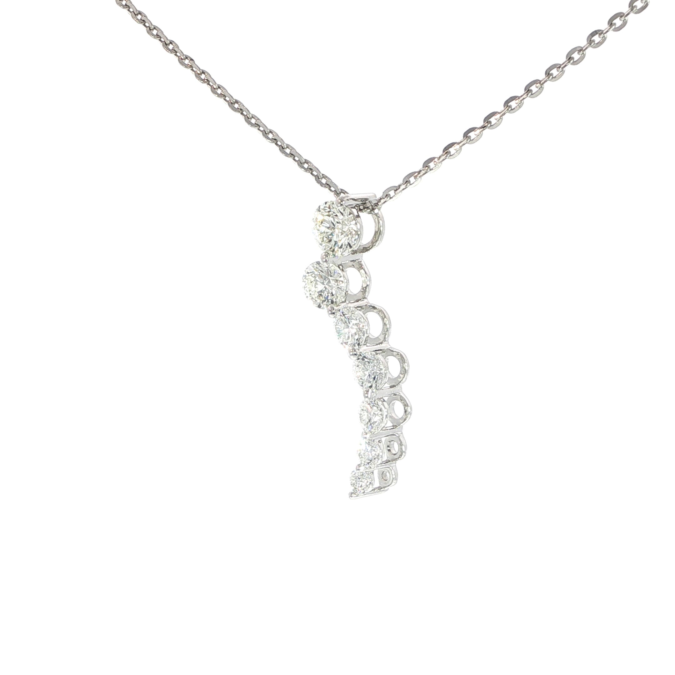 14K White Gold Diamond Curve Necklace – 1.02 CT