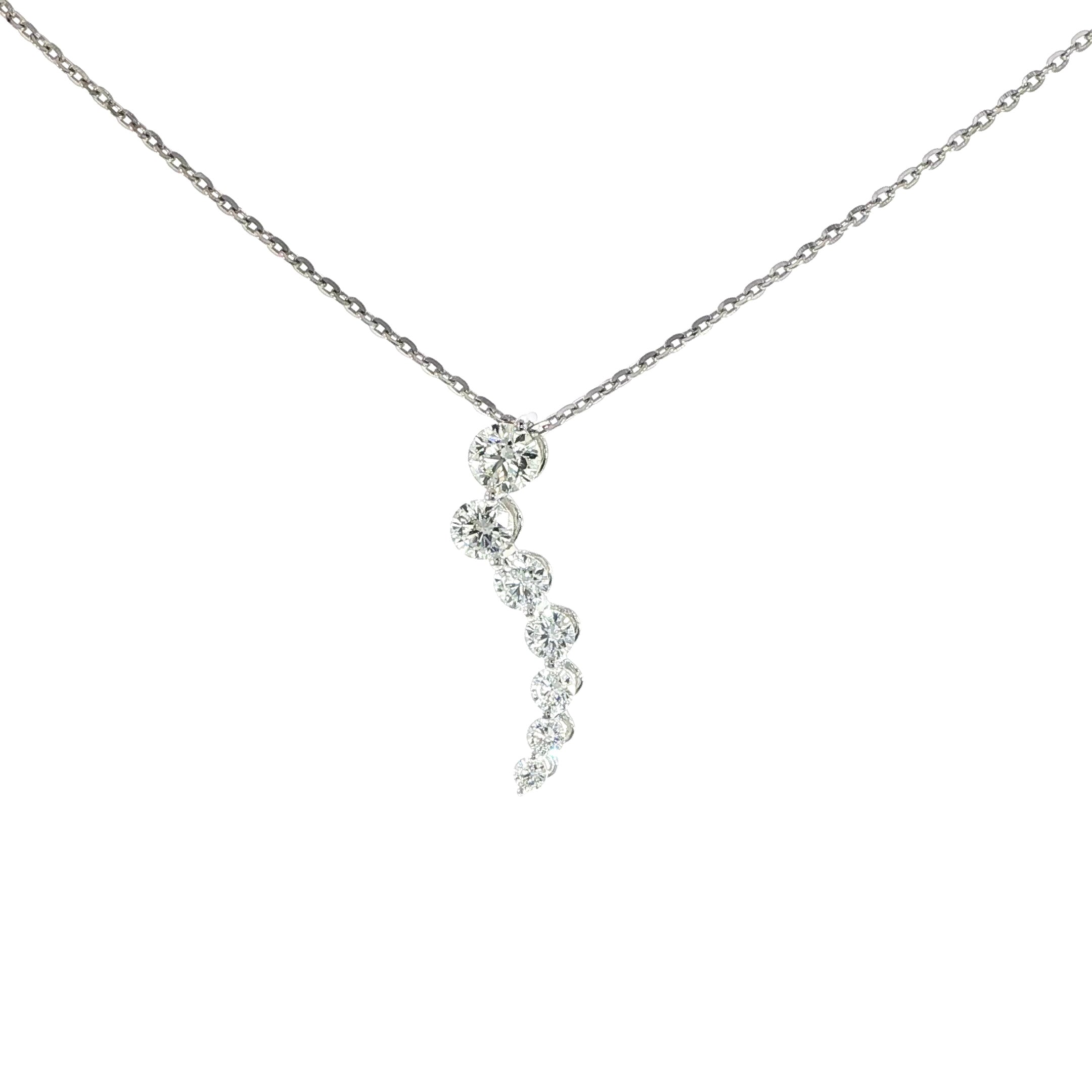 14K White Gold Diamond Curve Necklace – 1.02 CT