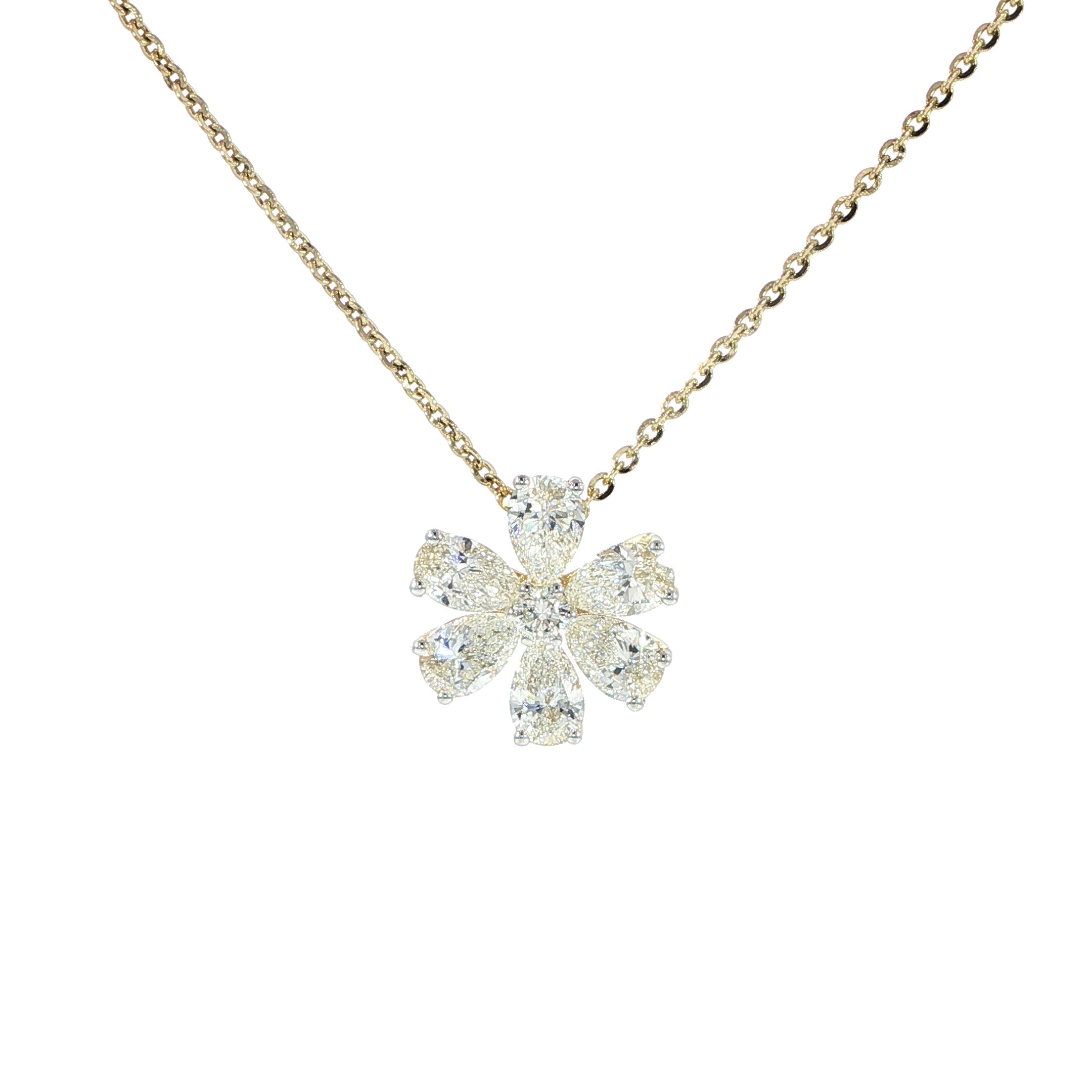 14K Yellow Gold Diamond Flower Necklace – 1.99 CT