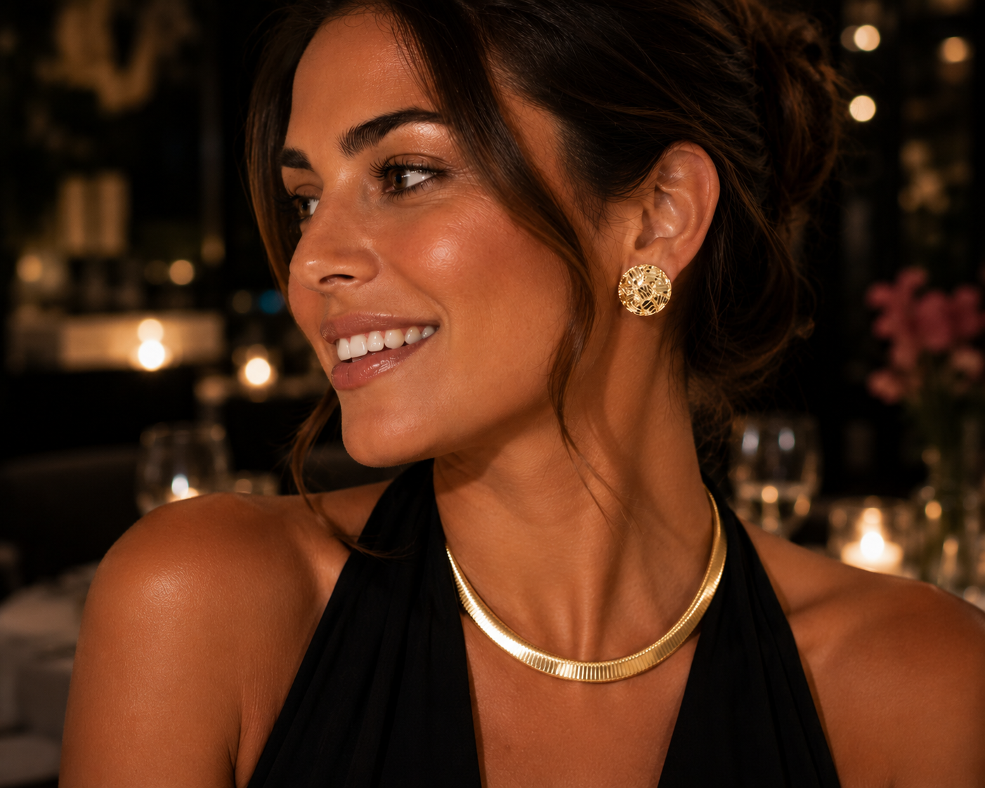 14K Yellow Gold Large Round Nugget Earrings