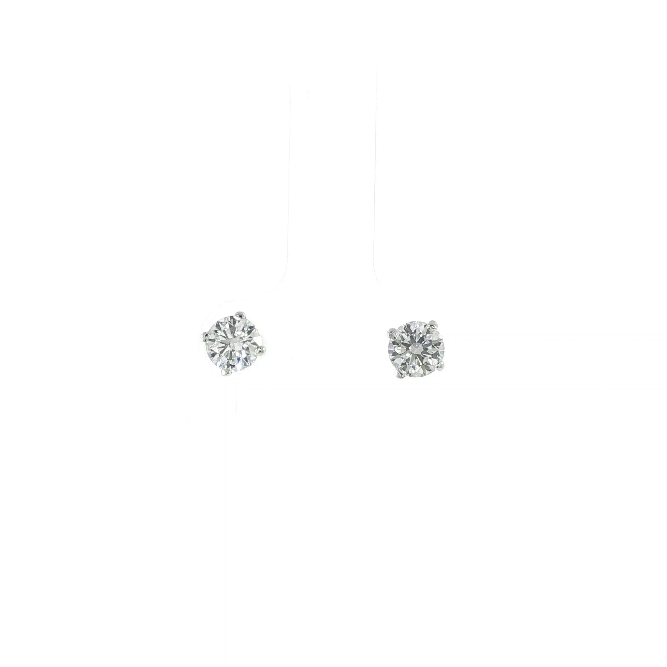 14K Yellow & White Gold IGI Certified Diamond Stud Earrings