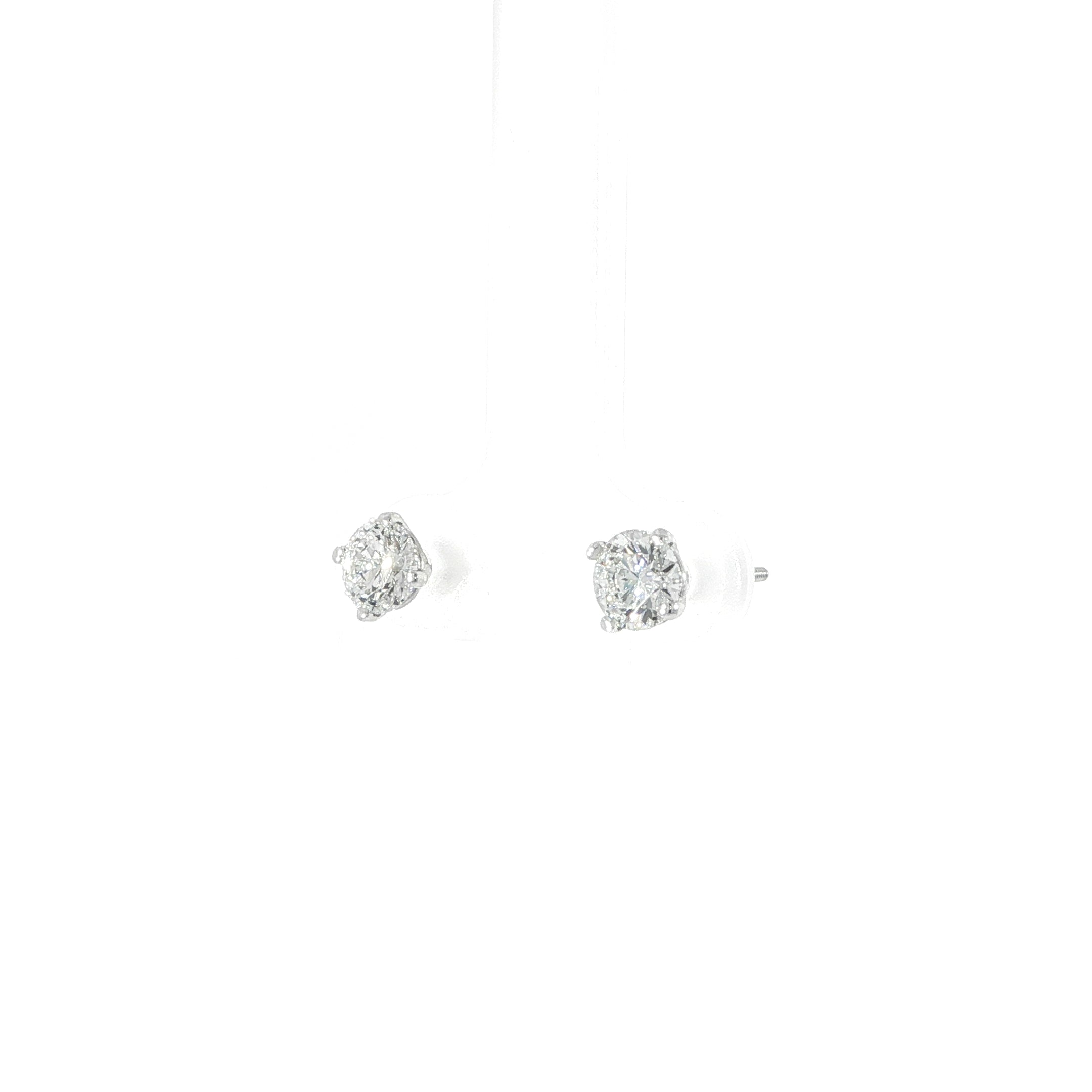 14K Yellow & White Gold IGI Certified Diamond Stud Earrings