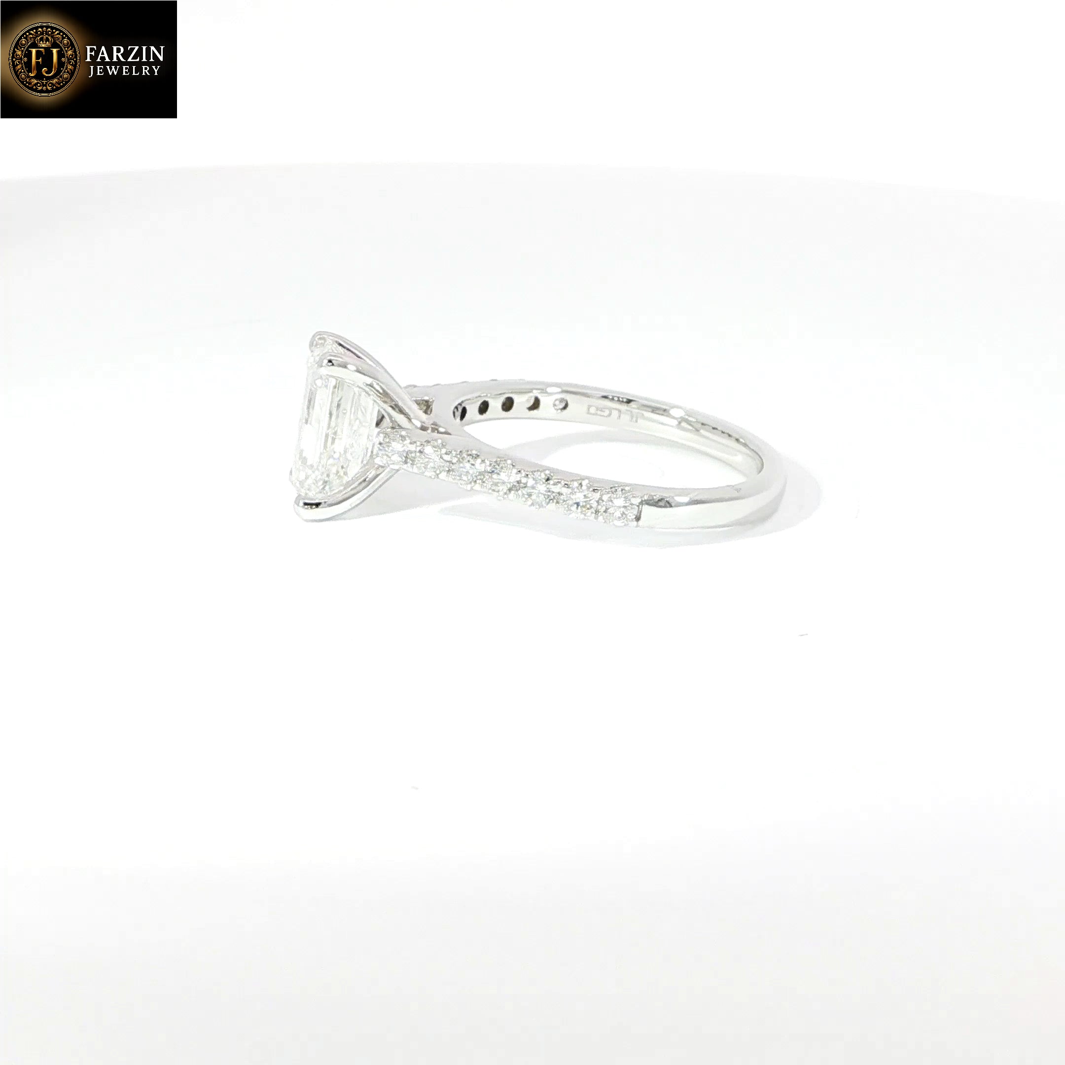 14K White Gold Emerald-Cut Lab Diamond Engagement Ring – 2.5ctw