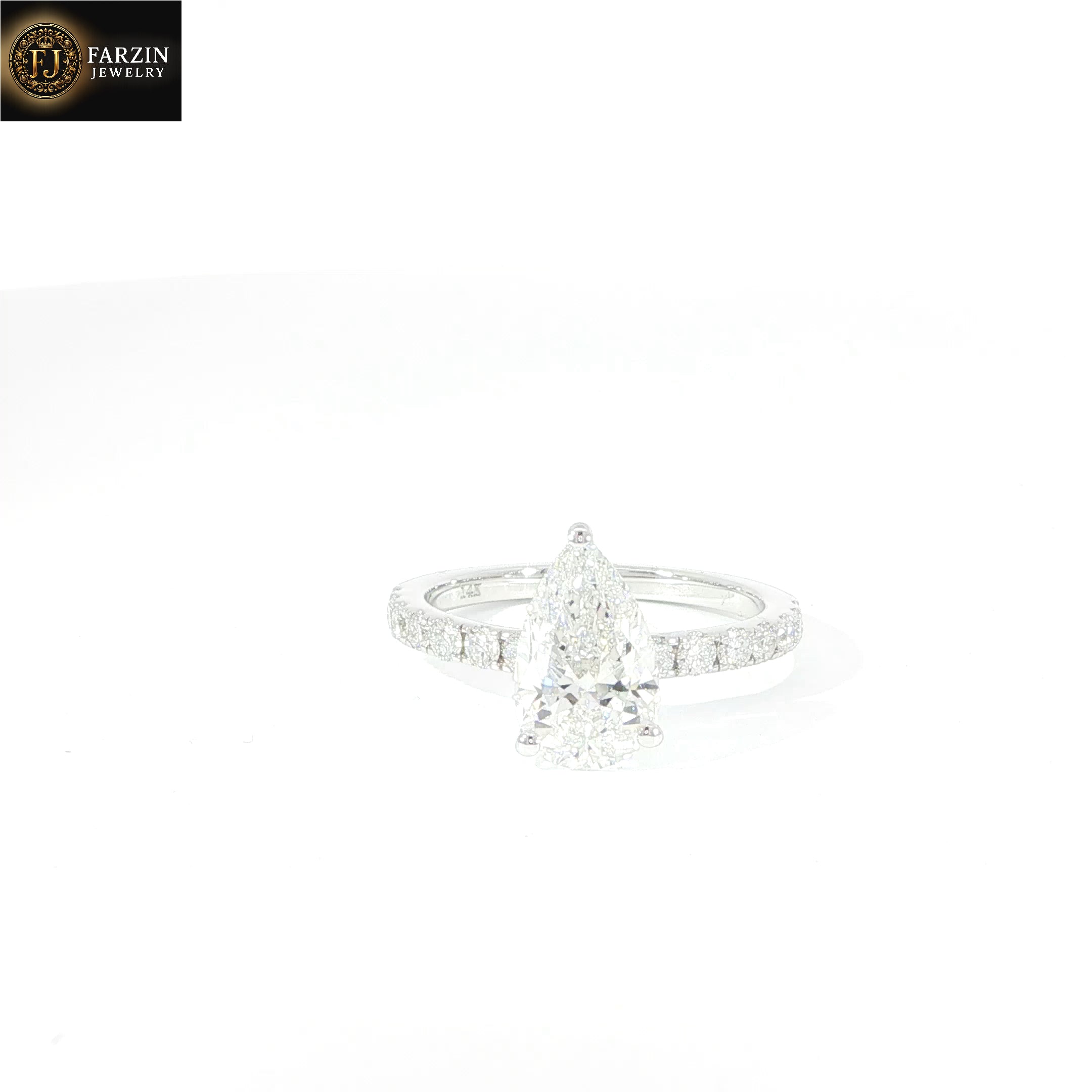 925 Sterling Silver Pear-Cut Solitaire Ring with VVS Moissanite - 2.49ctw