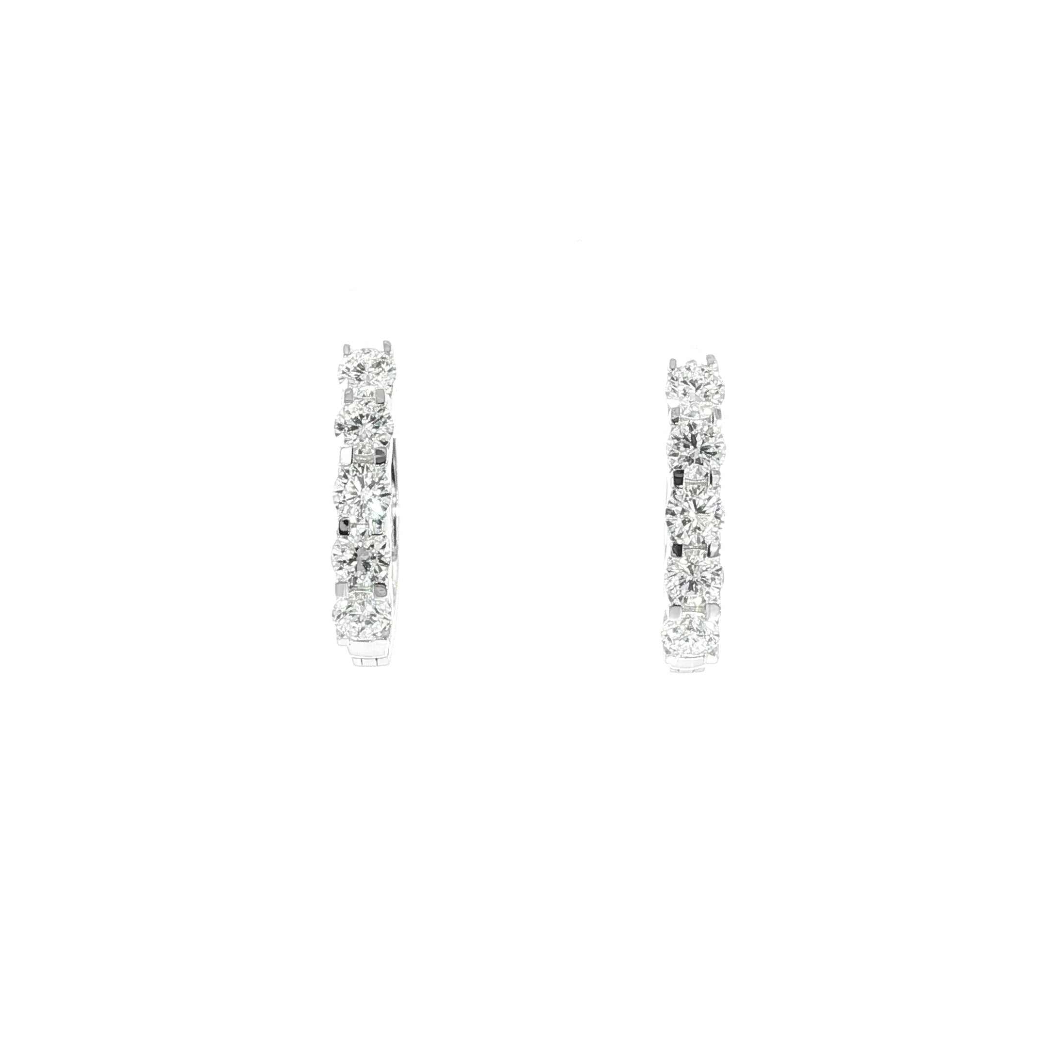 14K White Gold Diamond Hoop Earrings – 1.11 Carat